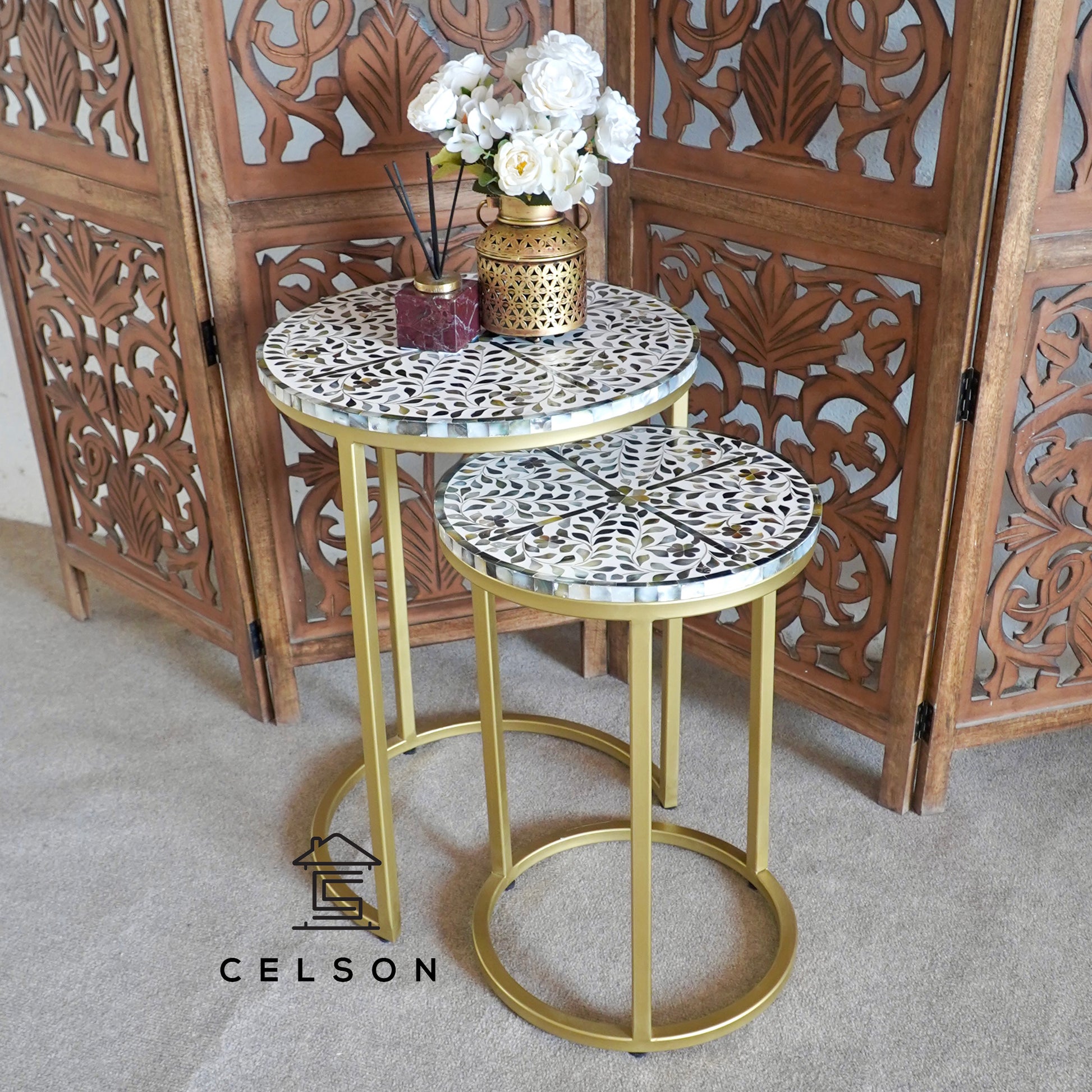 Millu Mother of Pearl Inlay Nesting Tables