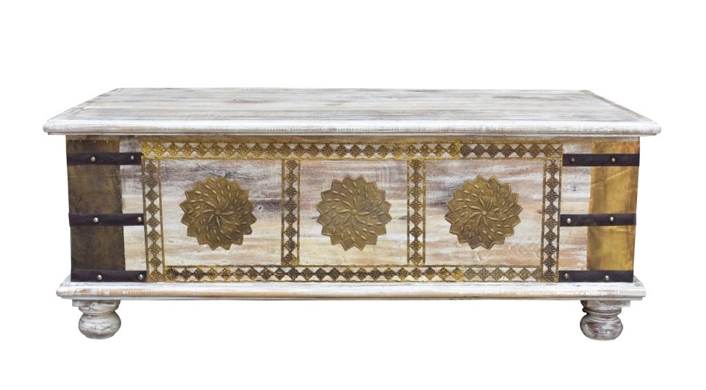 Kemi Carved Wooden Storage Trunk