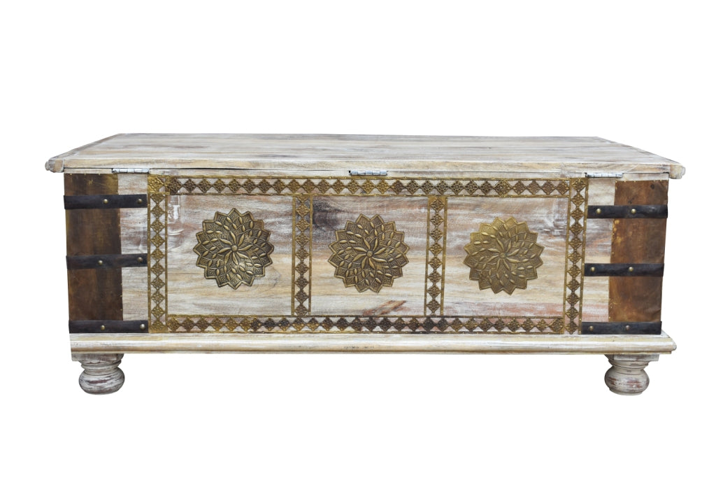 Kemi Carved Wooden Storage Trunk