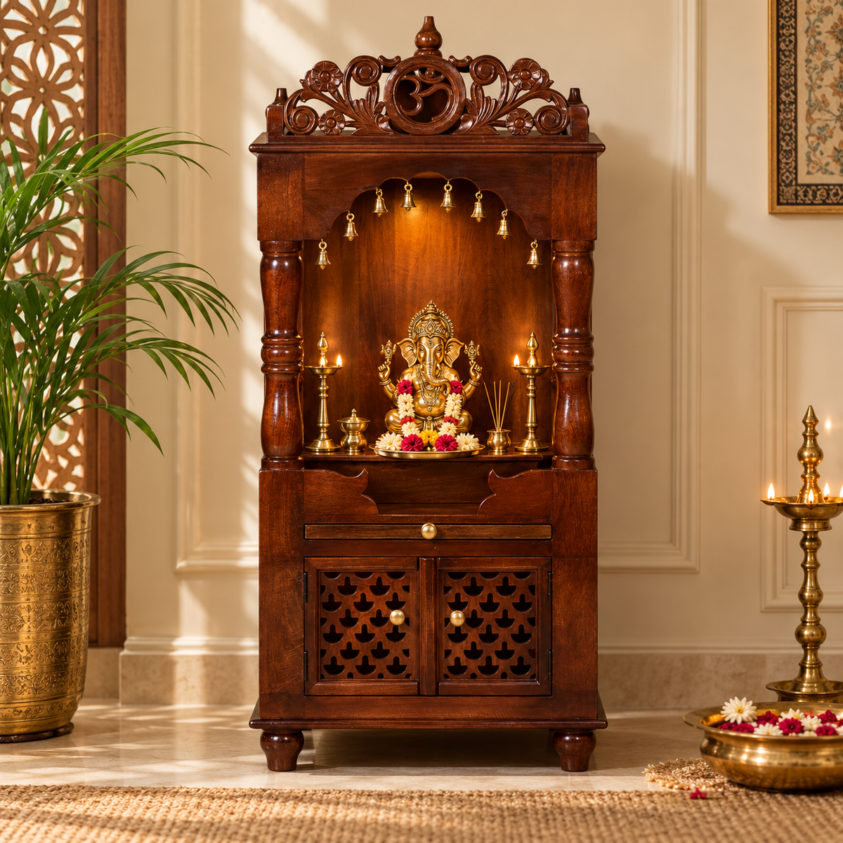 Advita Hand Carved Wooden Mandir