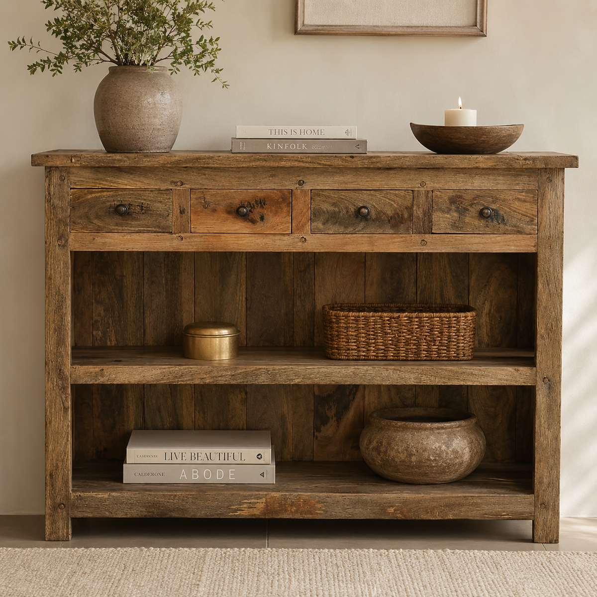 Allison Carved Wooden Console Table