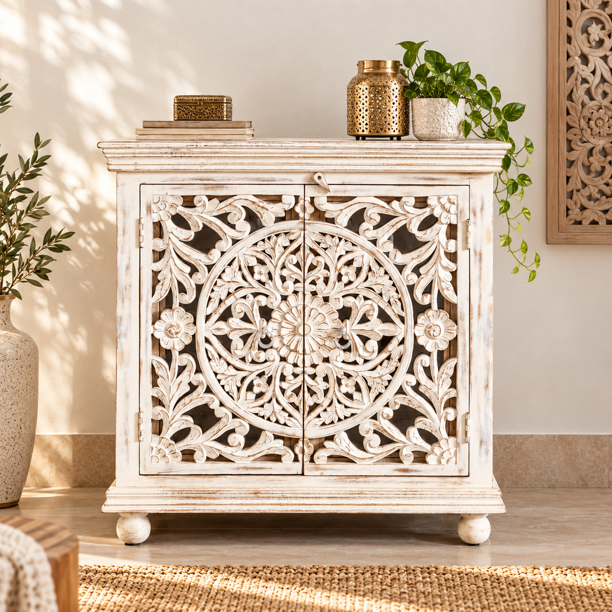 Mecca Carved Wooden Cabinet
