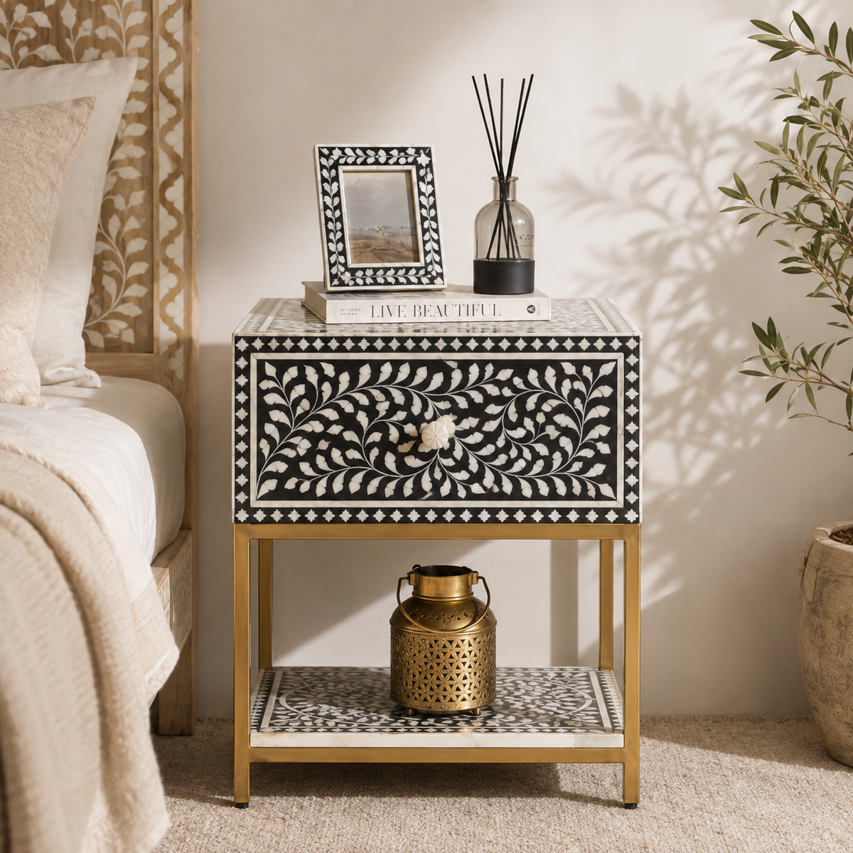 Fiona Bone Inlay Bedside