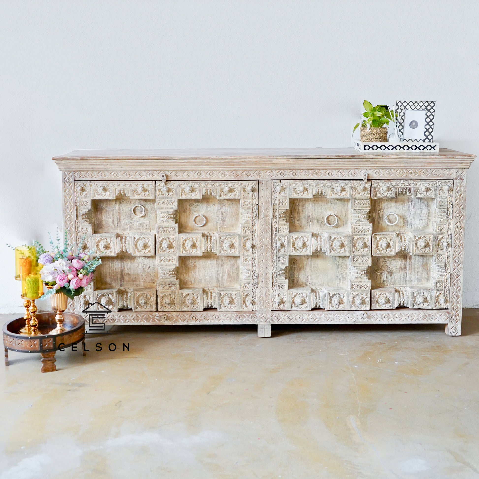 Daniel Hand Carved Wooden Sideboard