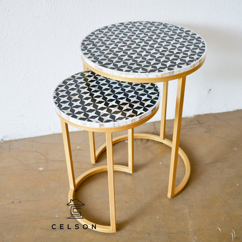 Zayna Mother of Pearl Inlay Nesting Table Set