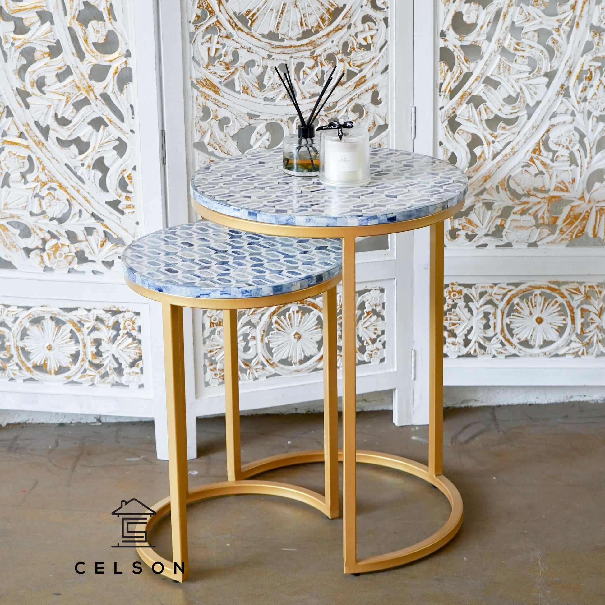 Omar Mother of Pearl Inlay Nesting Table Set