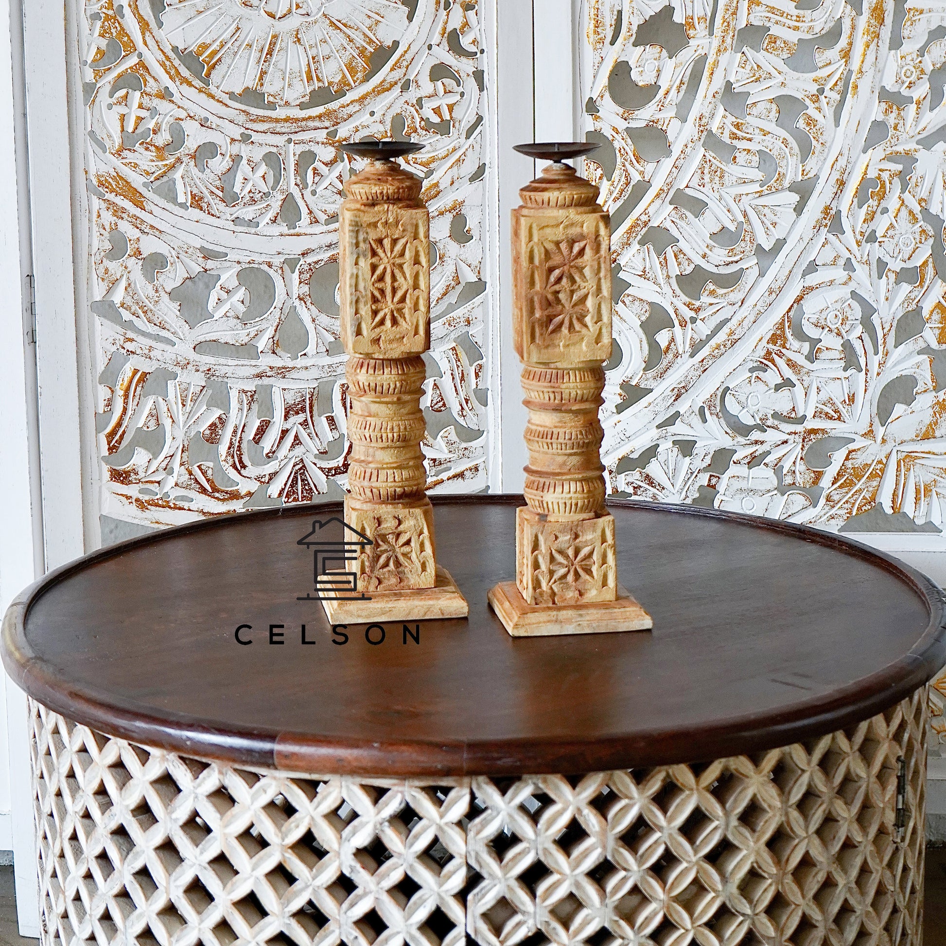Raghav Wooden Candle Stand