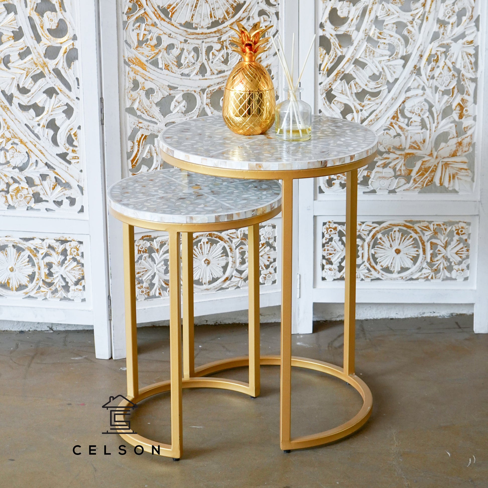 Omar Mother of Pearl Inlay Nesting Table Set