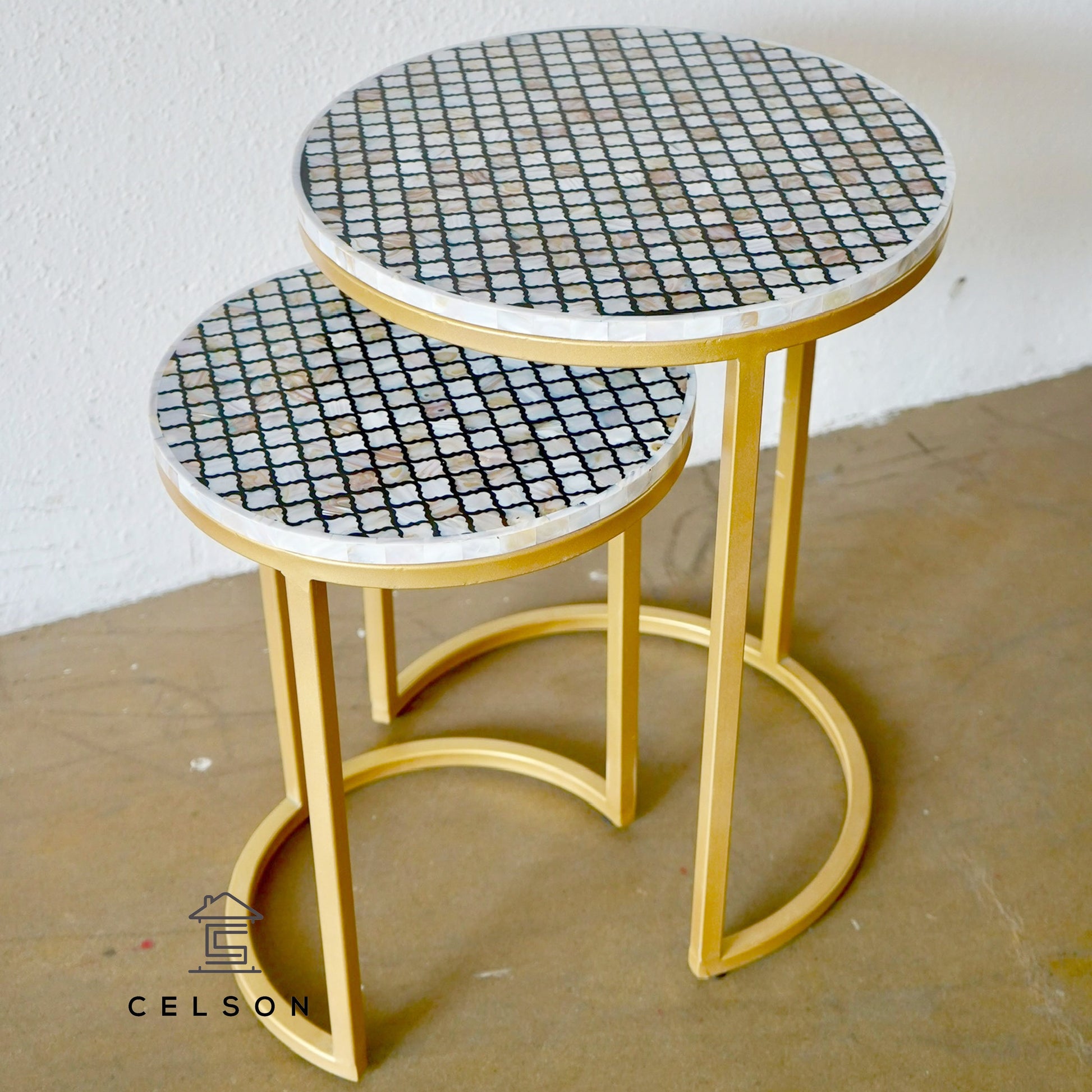 Jaya Mother of Pearl Inlay Nesting Table Set