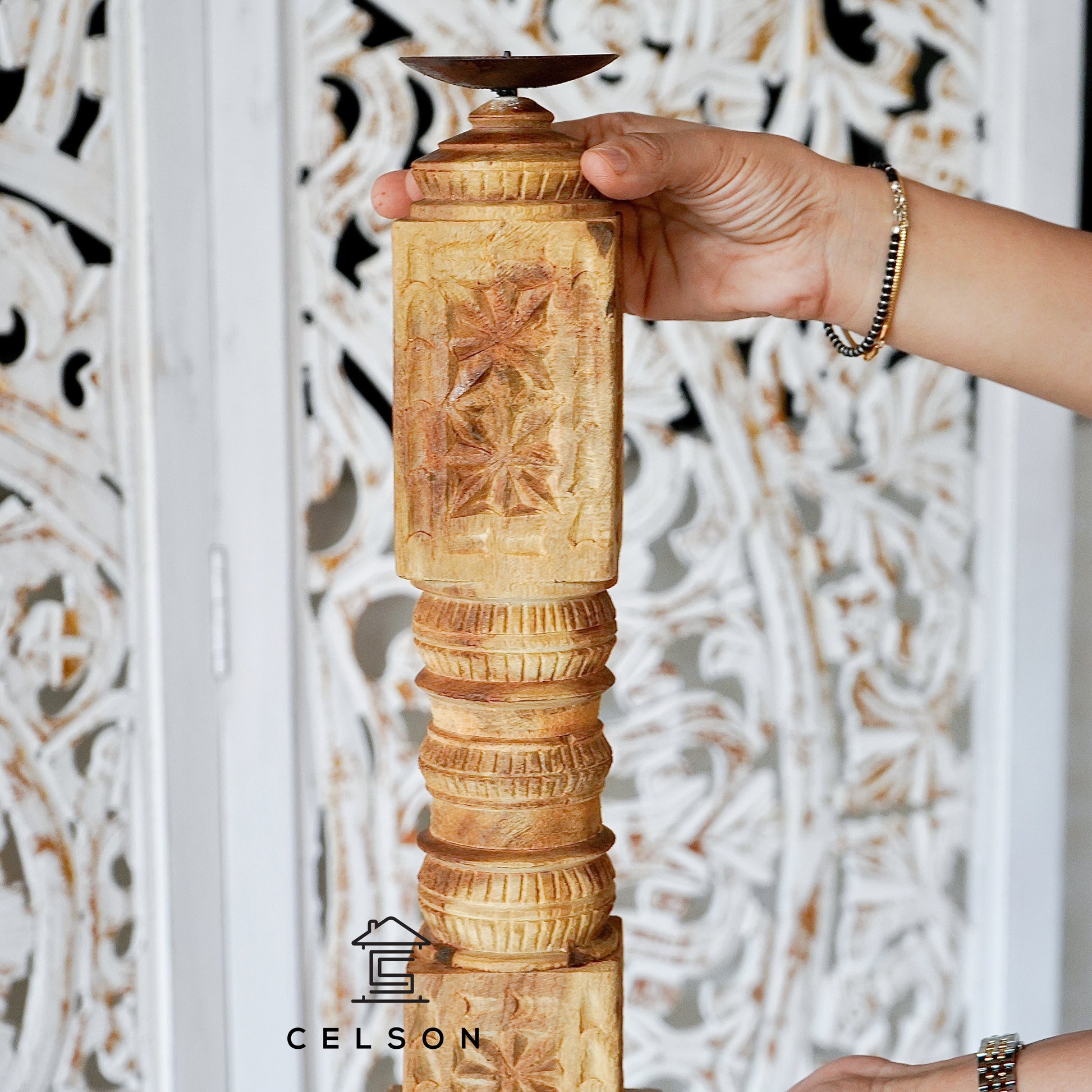 Raghav Wooden Candle Stand