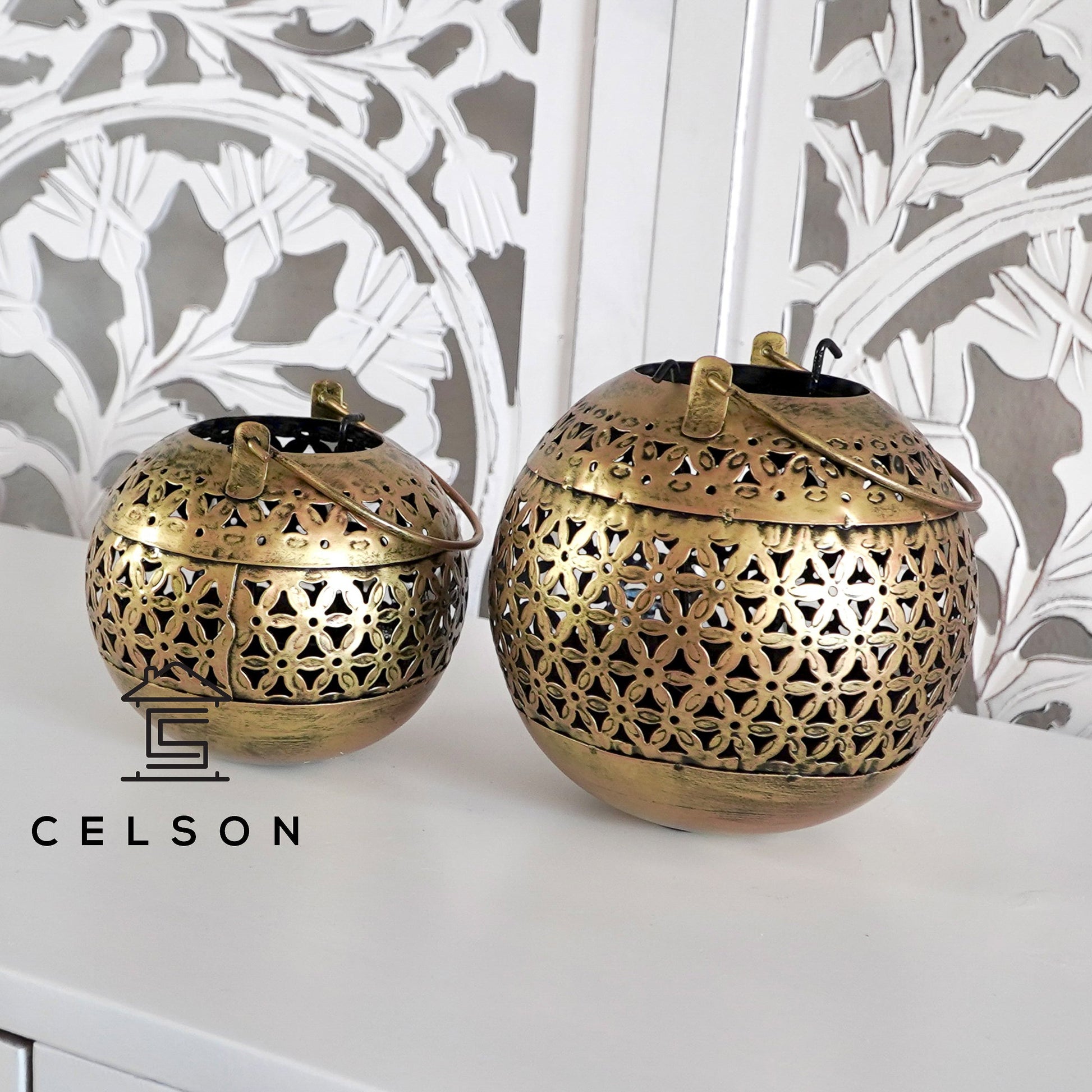 Zahra Brass Finish Lantern