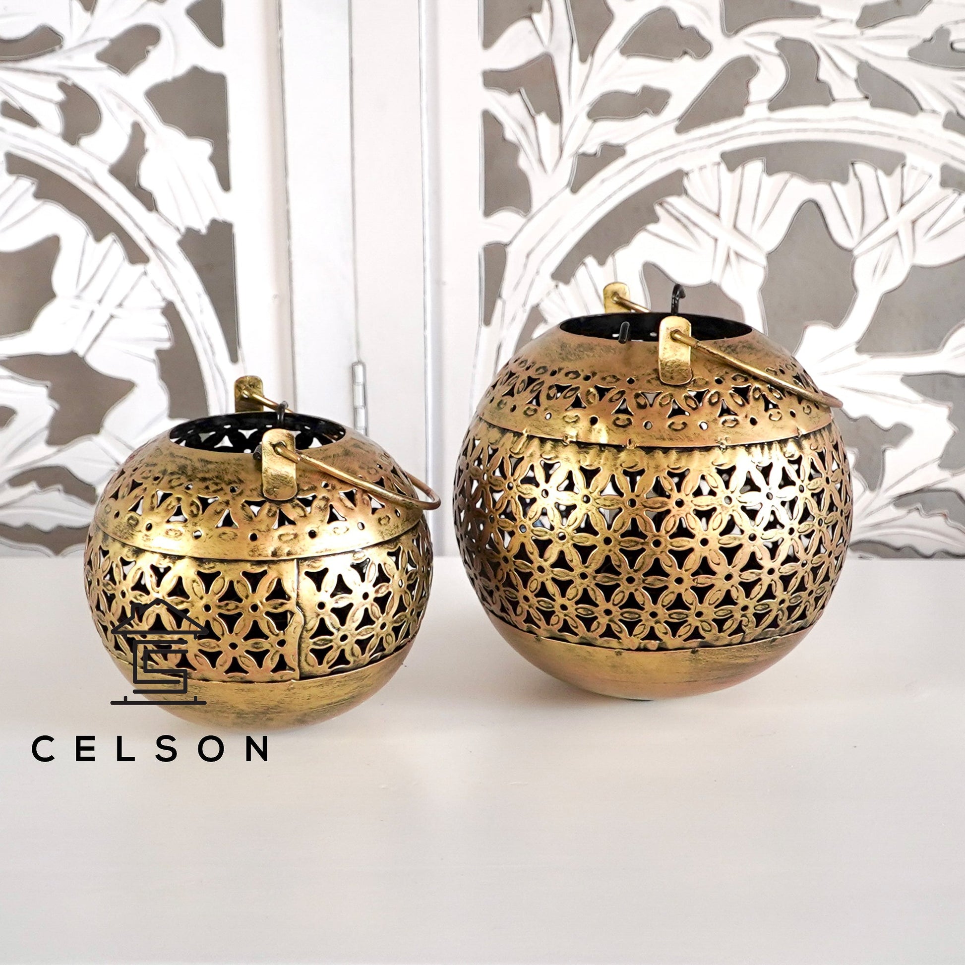 Zahra Brass Finish Lantern