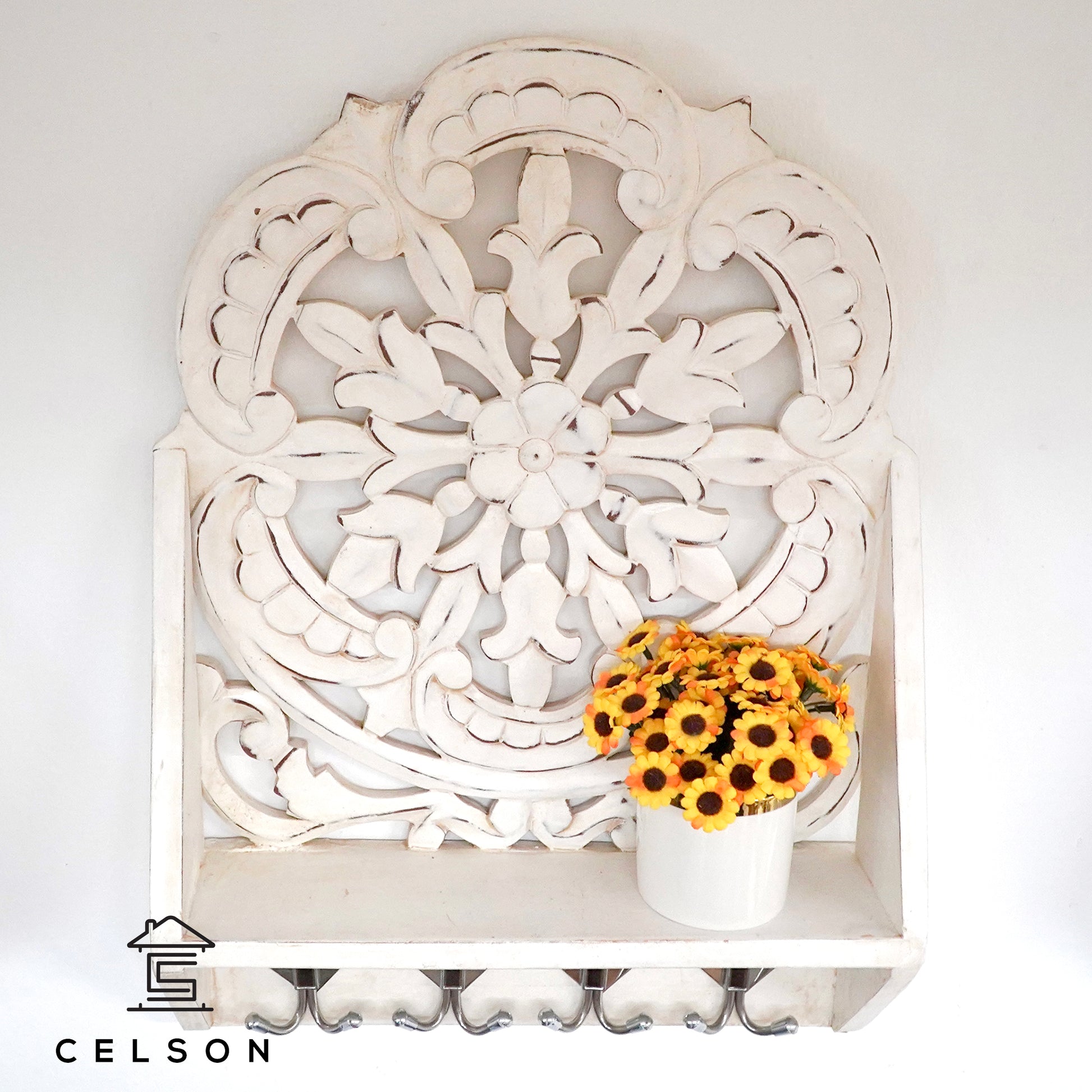 Liam Hand Carved Wall Shelf