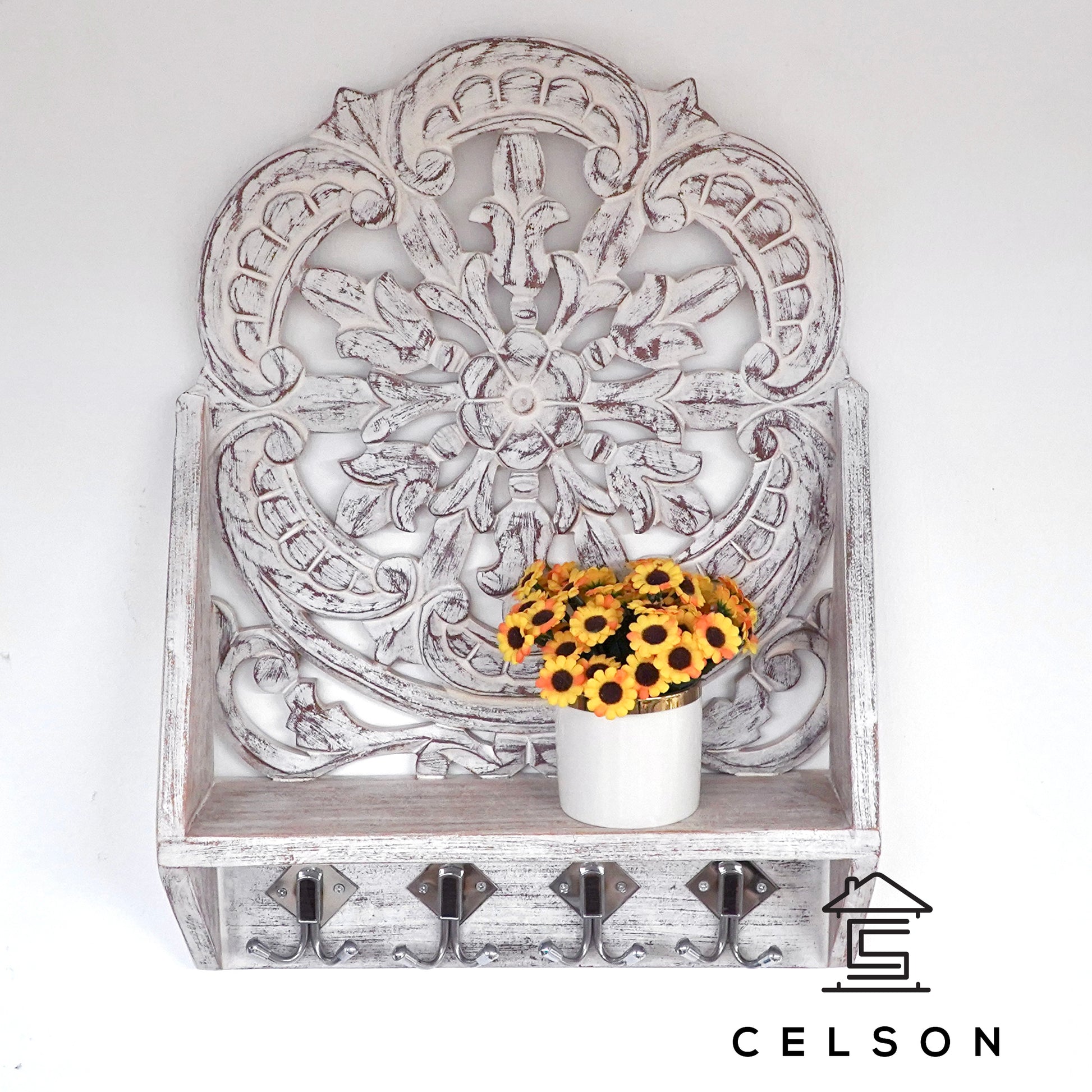 Liam Hand Carved Wall Shelf