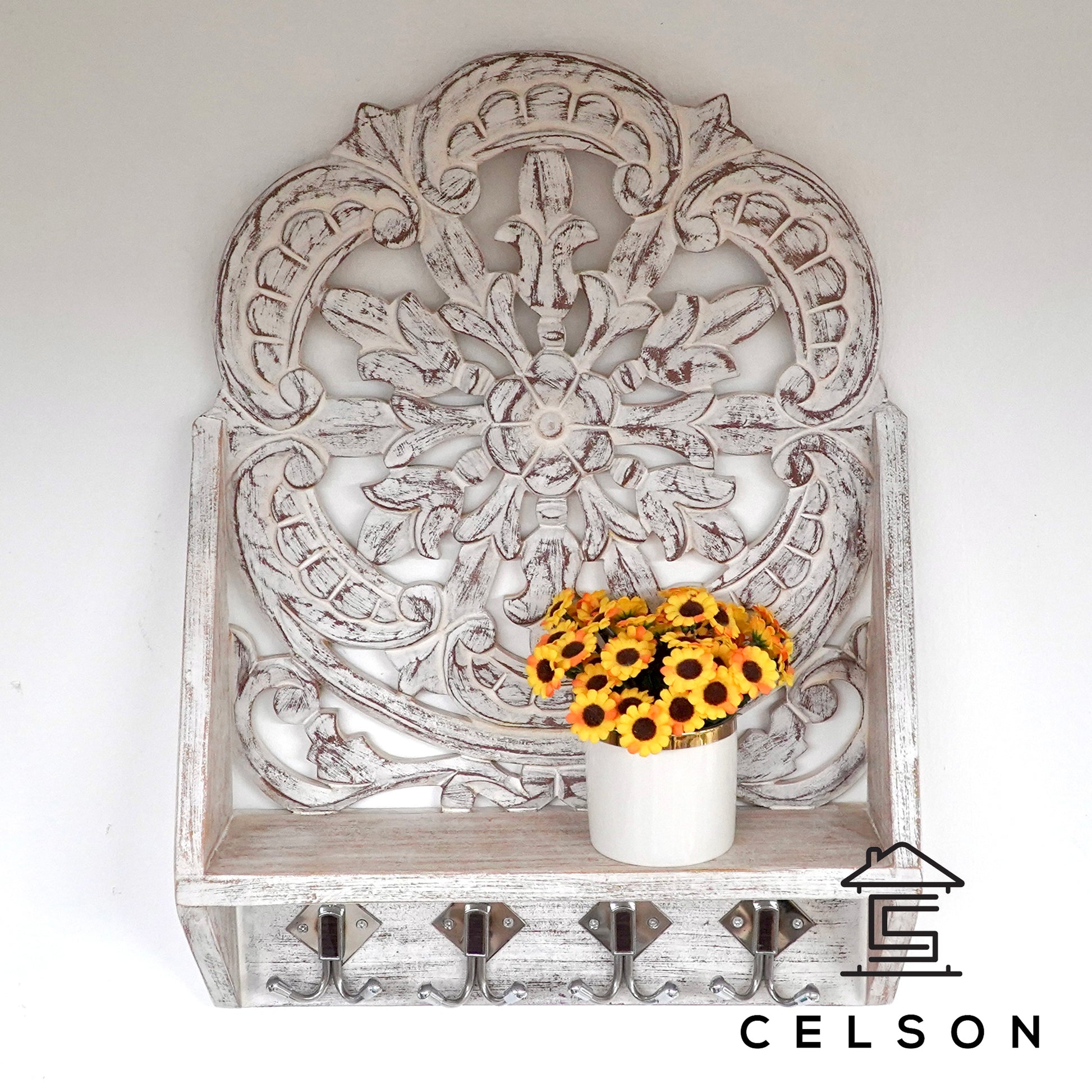 Liam Hand Carved Wall Shelf