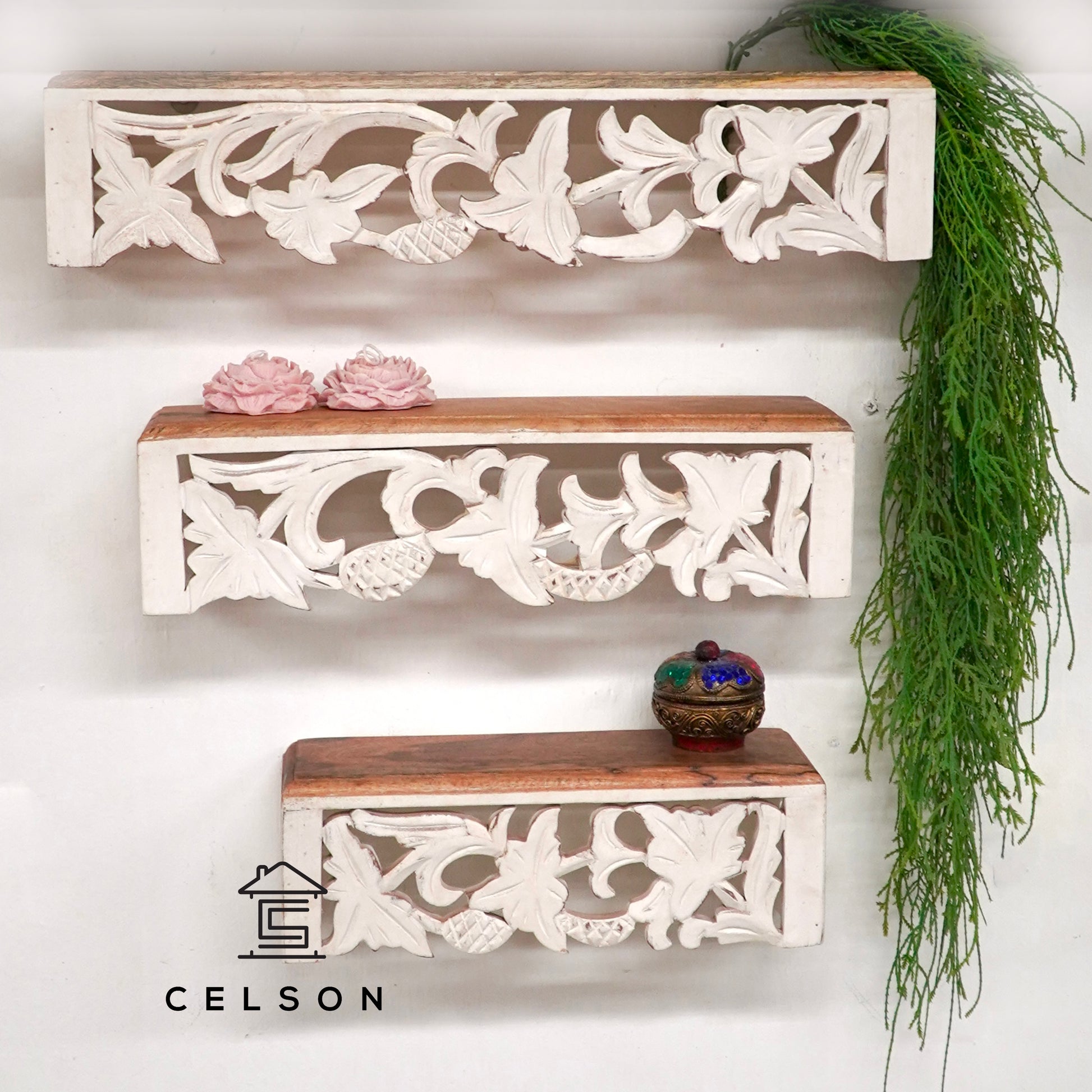 Megan Wooden Wall Shelves Set