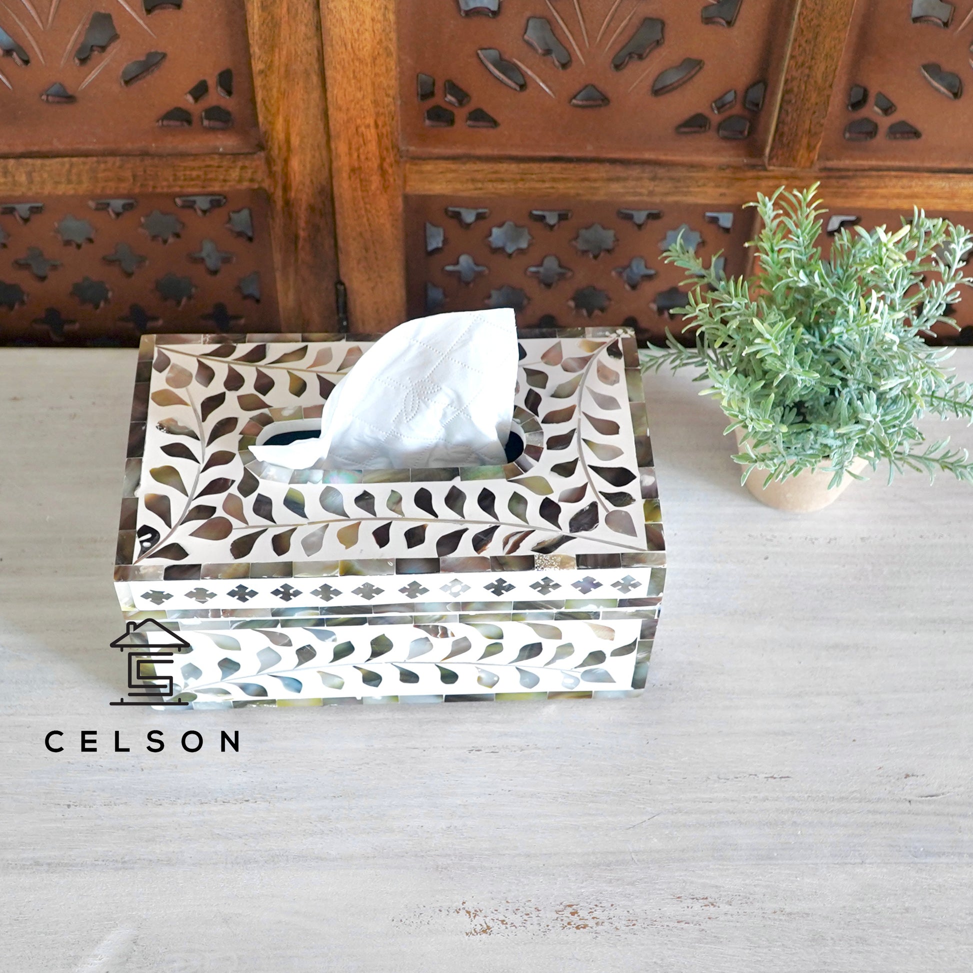 Maira Mother of Pearl Inlay Tissue Box