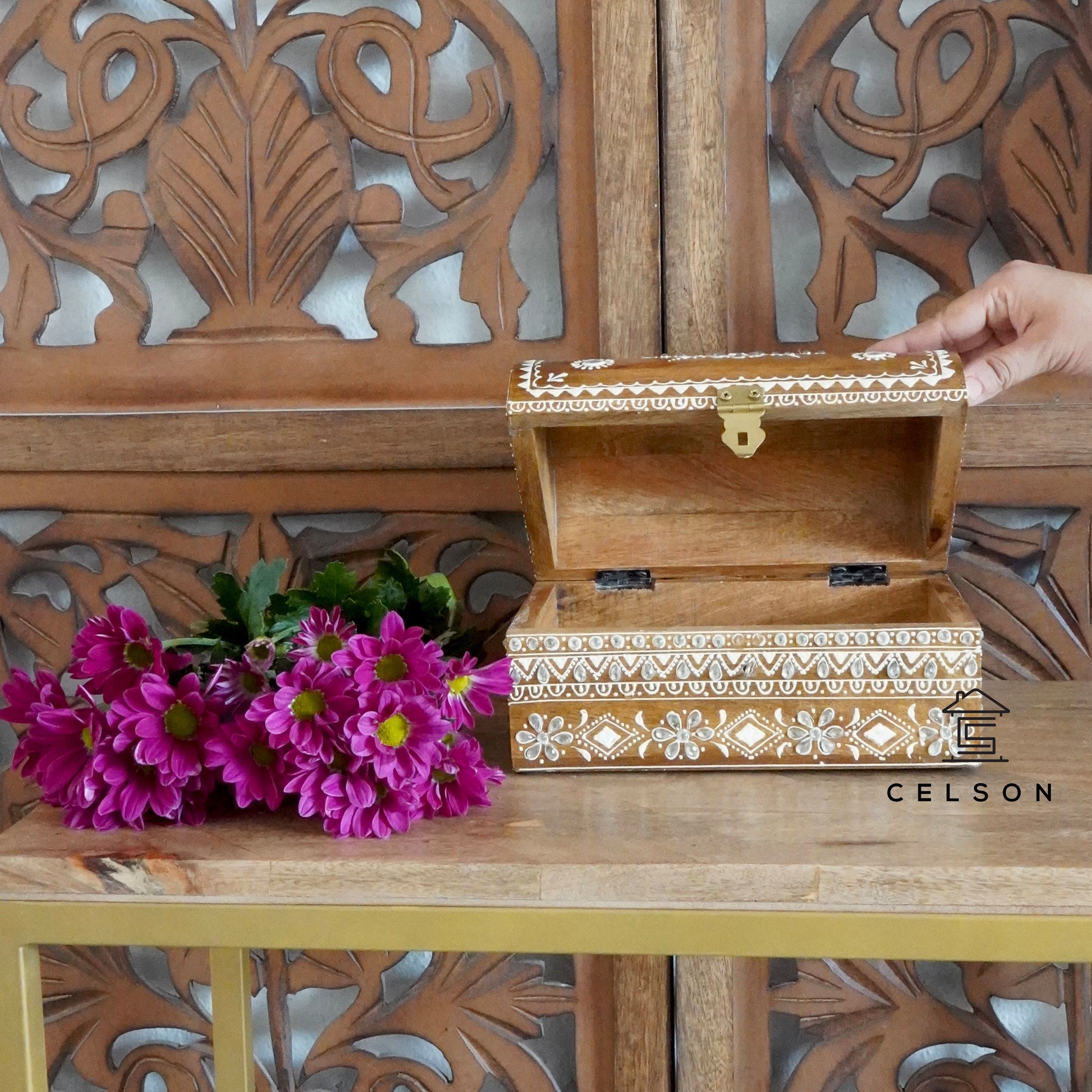 Audrey Wooden Hand Painted Storage Box