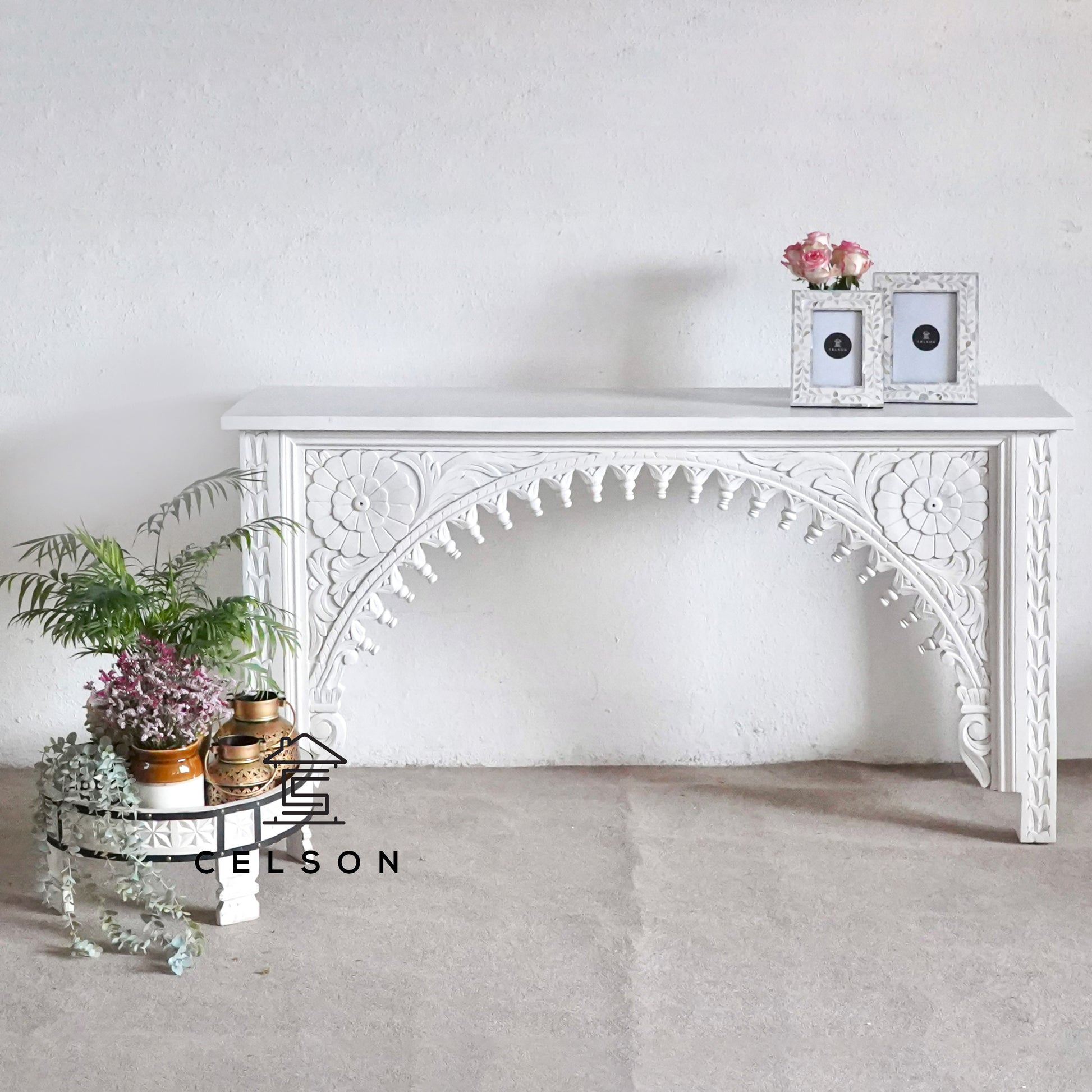 David Hand Carved Console Table