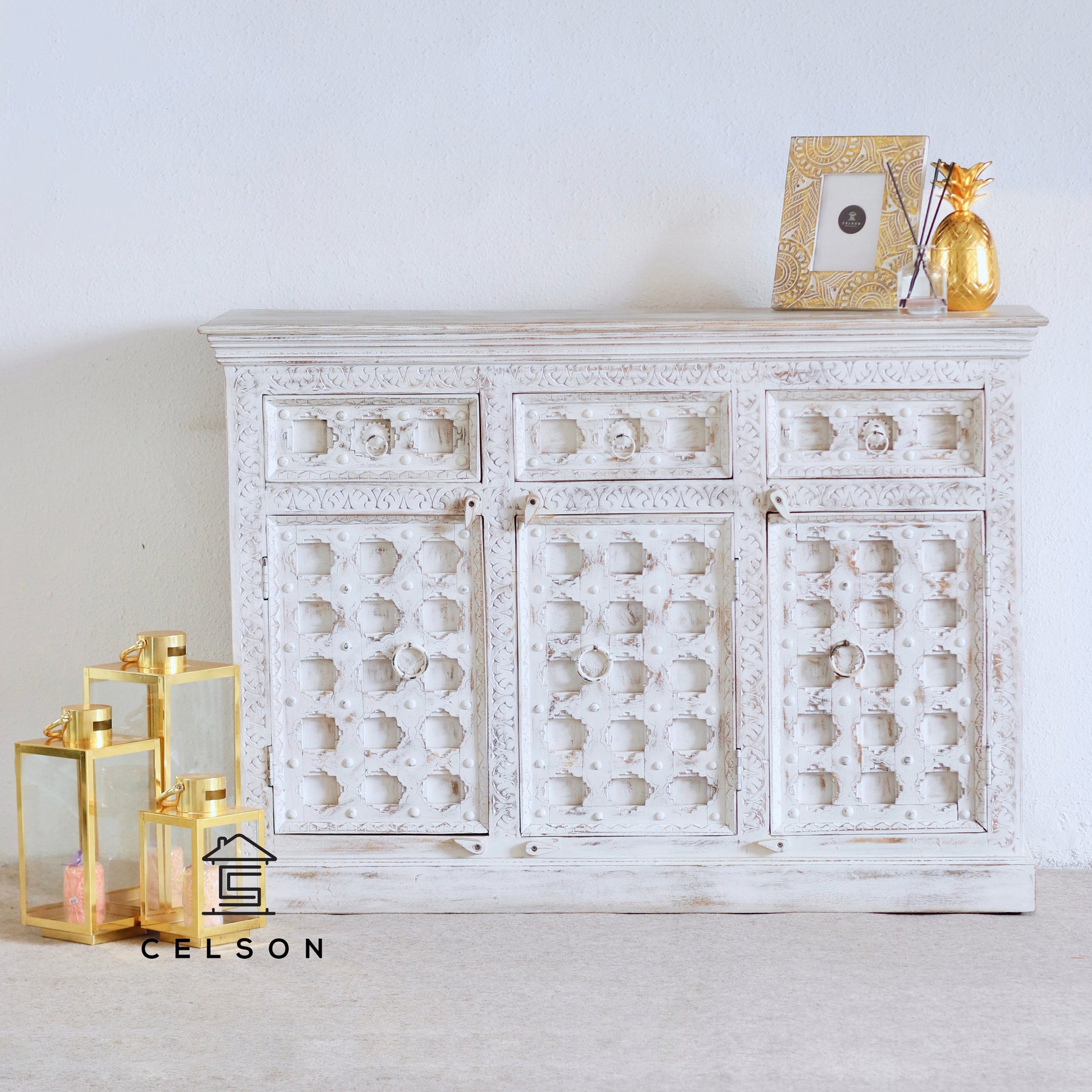 Dallas Carved Wooden Sideboard