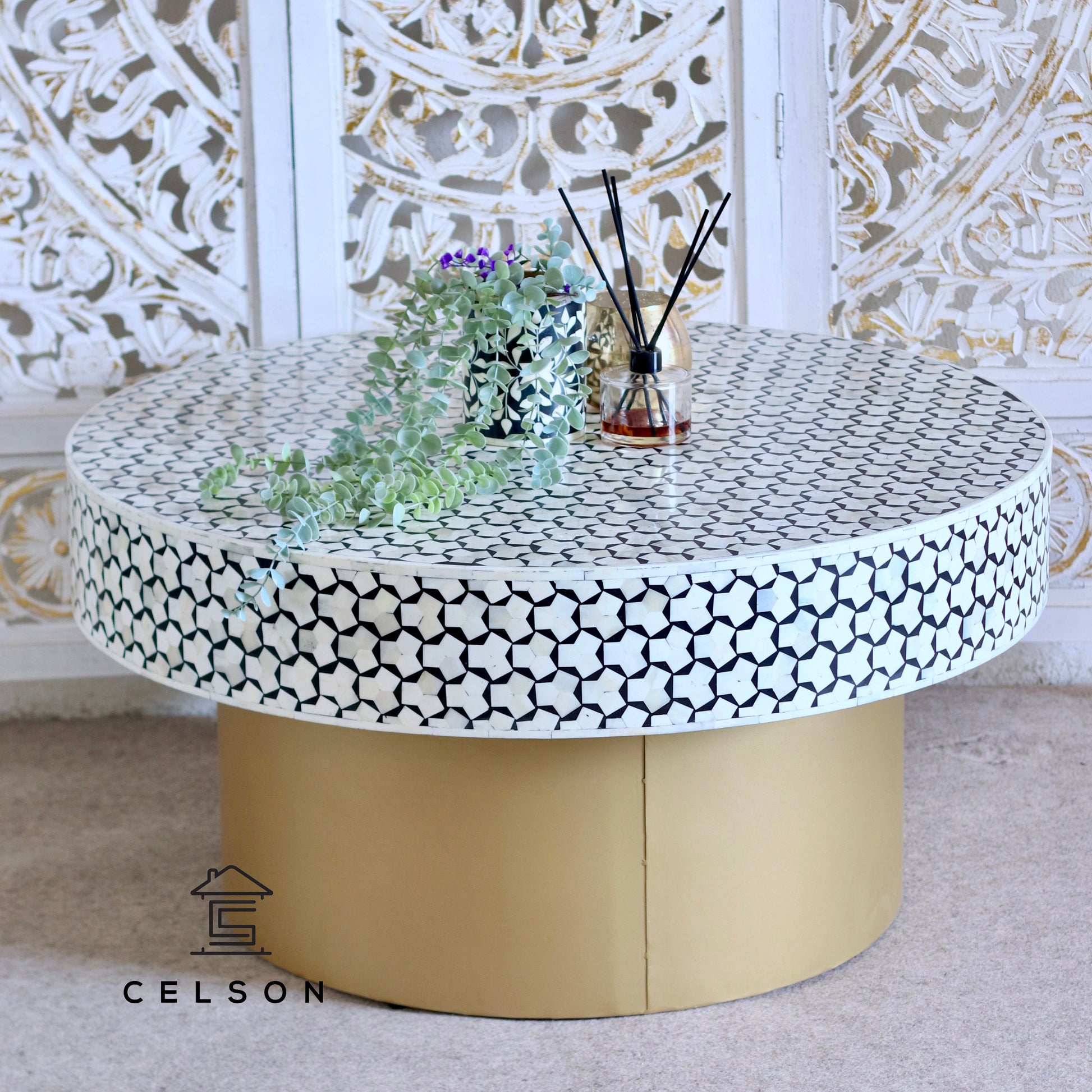 Chrissy Bone Inlay Coffee Table