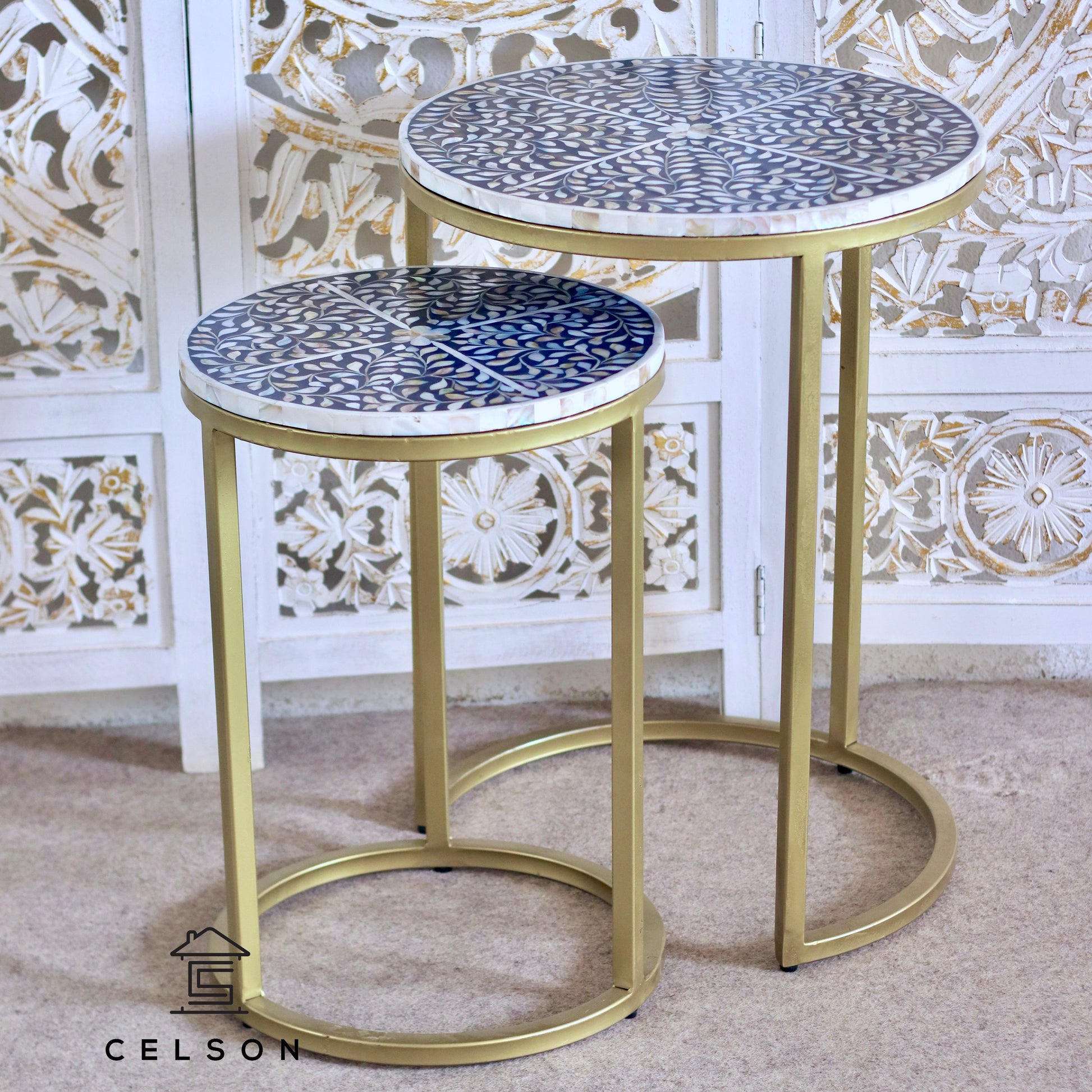Kelvin Mother of Pearl Inlay Nesting Table Set