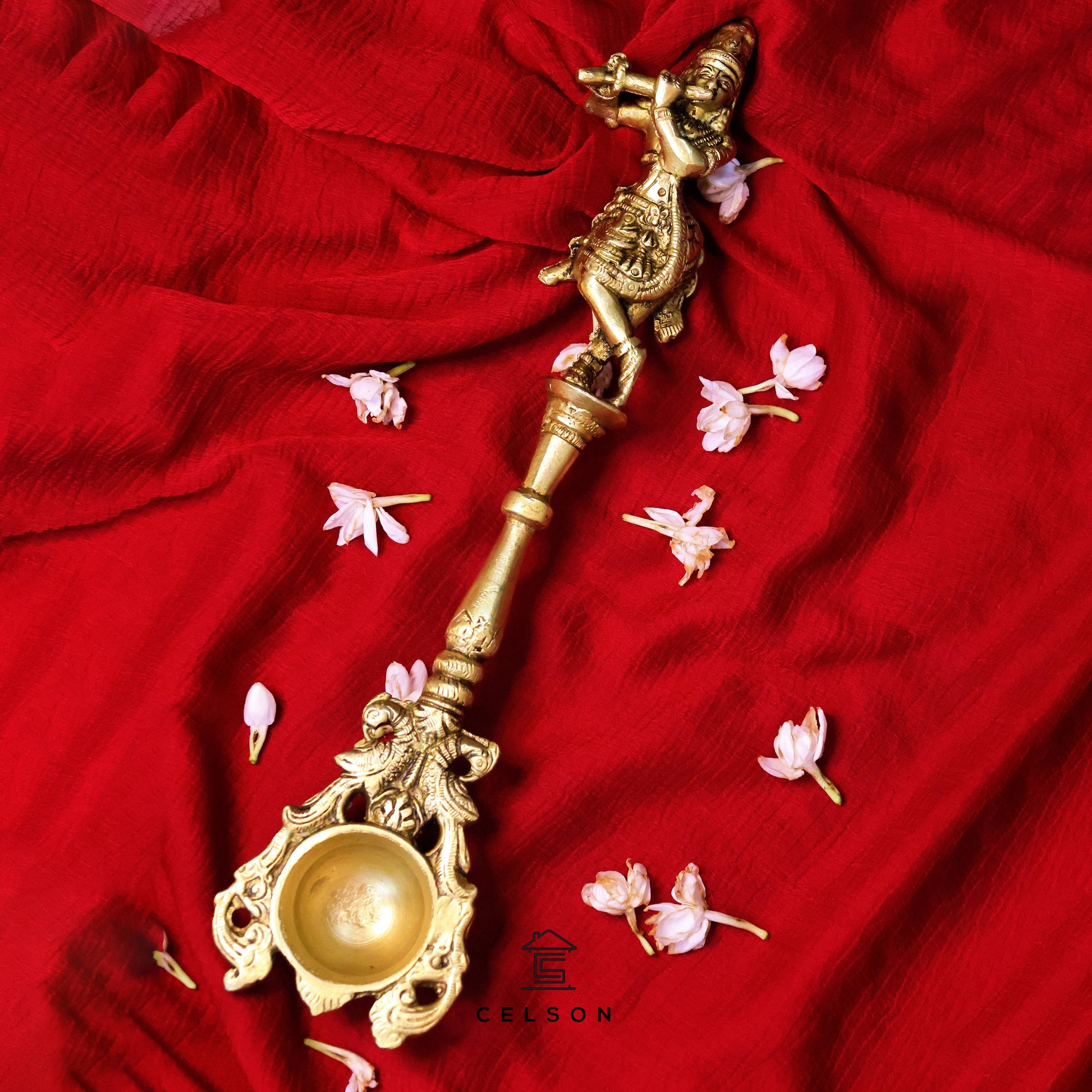 Brass Krishna Aarti Diya