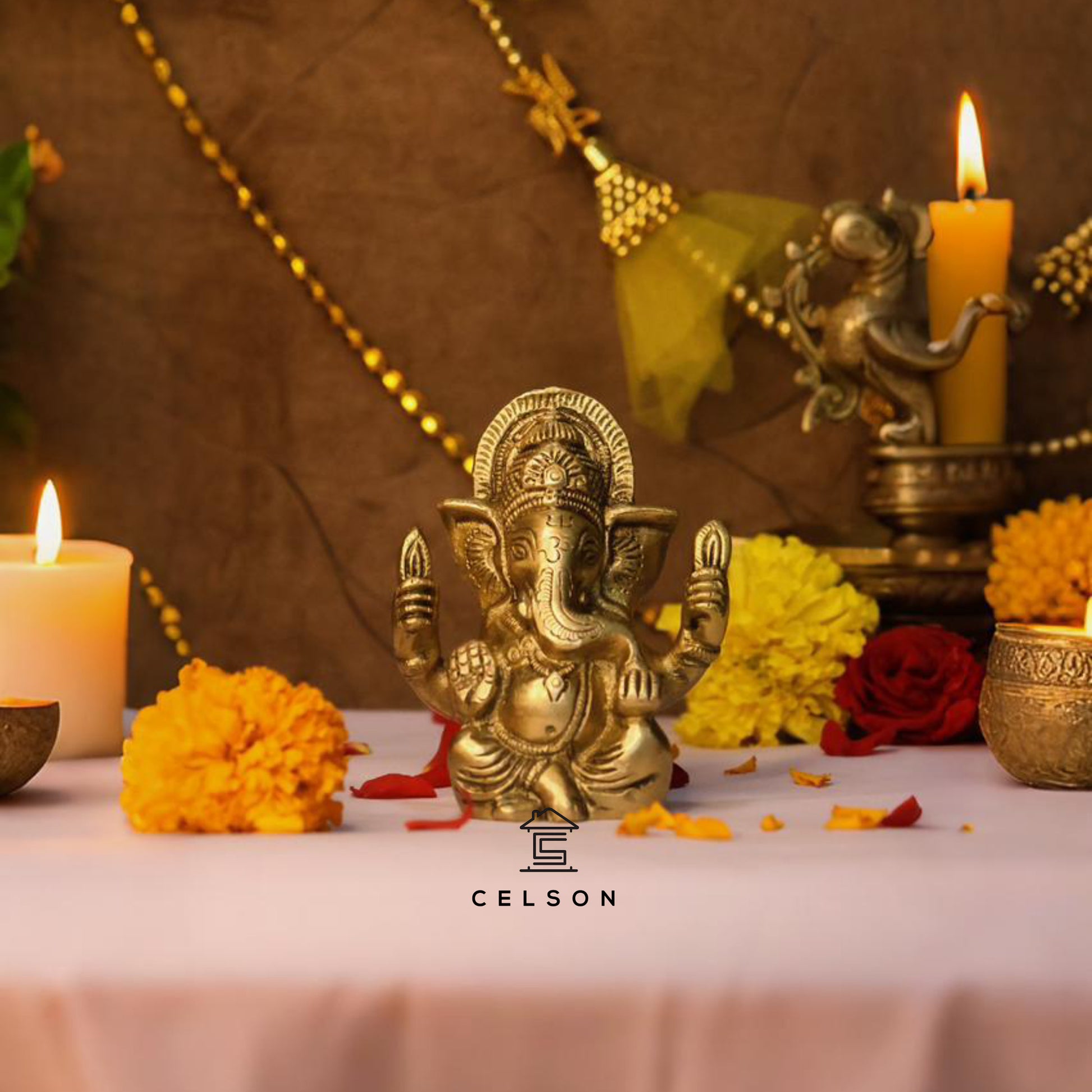 Auspicious Brass Ganesha Statue