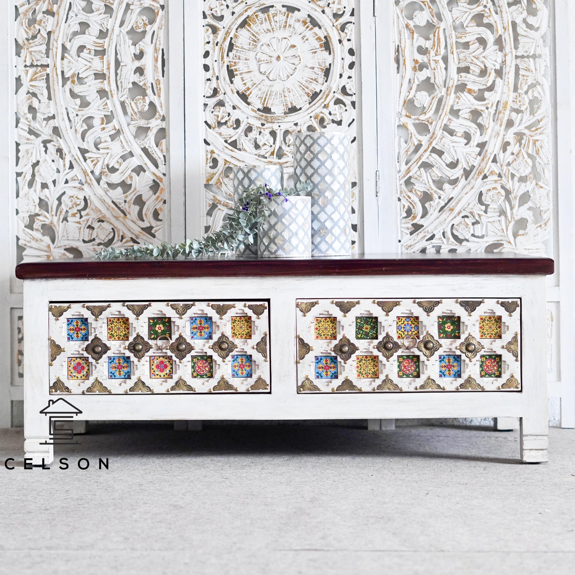 Aura Carved Tile Coffee Table