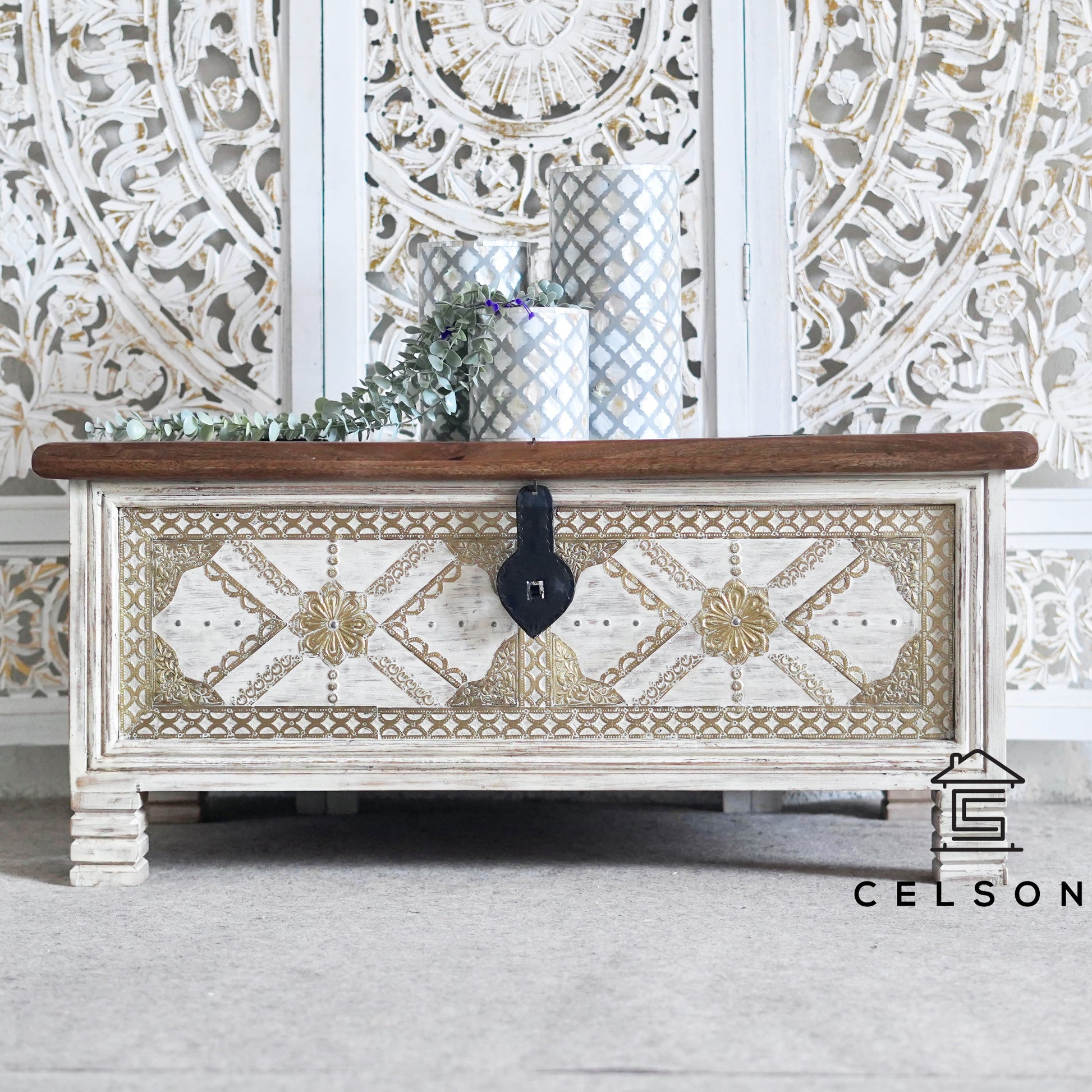 Aarvi Carved Storage Trunk