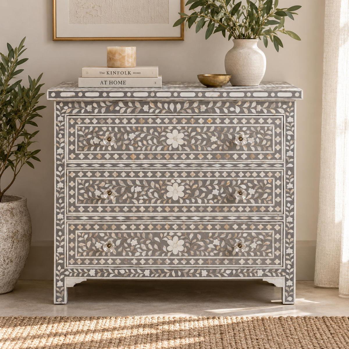 Frost Mother of Pearl Inlay Chest of Drawer