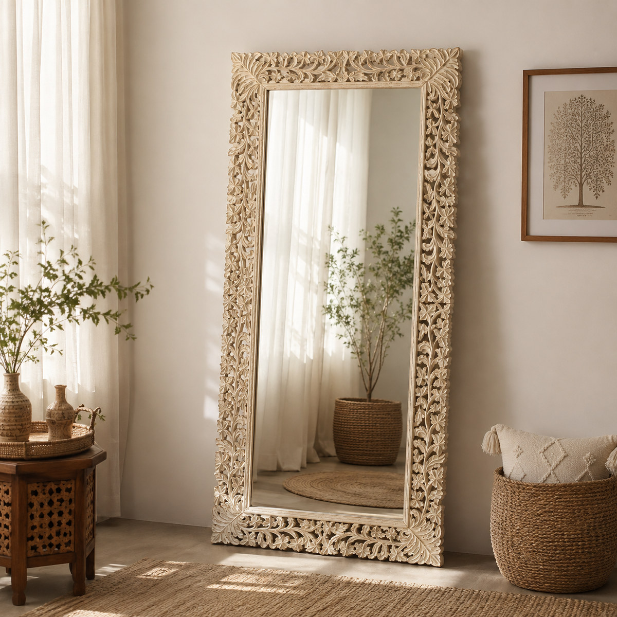 Danya Wooden Carved Mirror