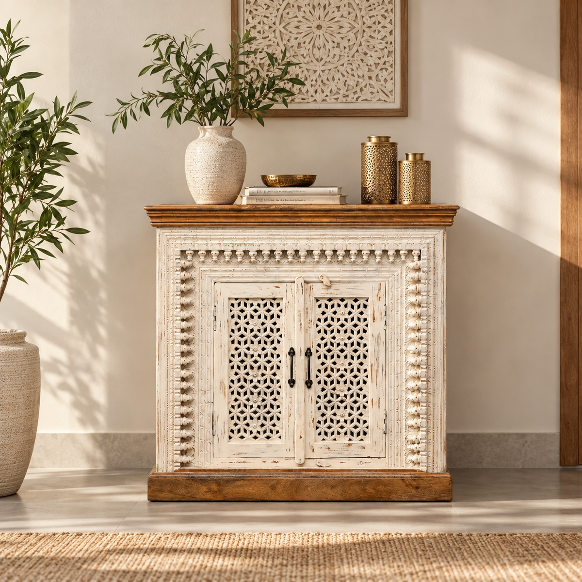Alina Carved Wooden Chest
