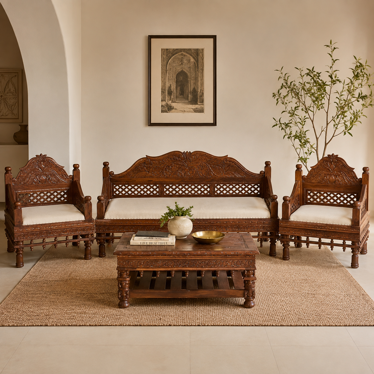 Maria Hand Carved Sofa Set