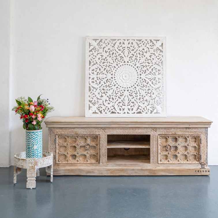 Emily Hand Carved Wooden TV Cabinet