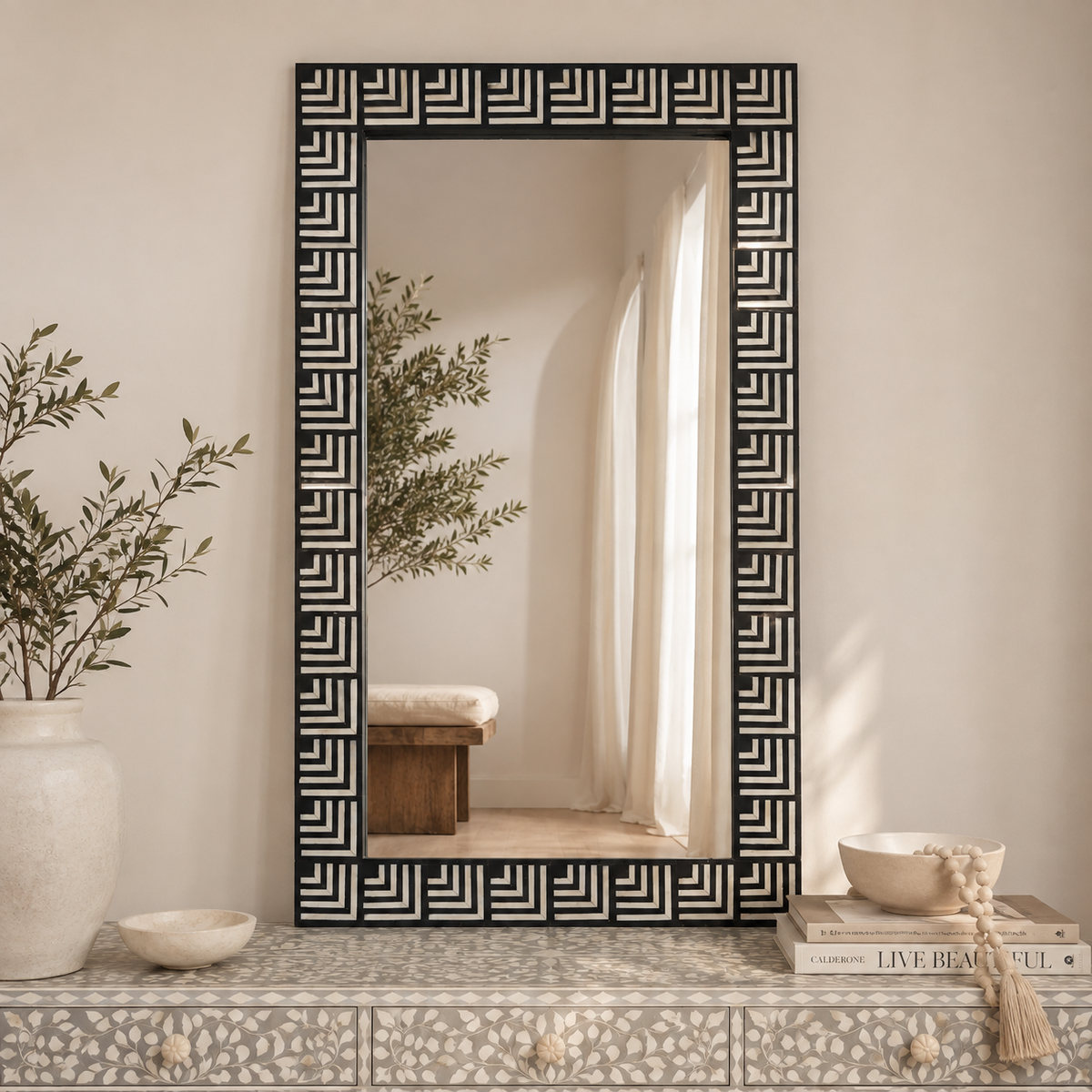 Kusum Bone Inlay mirror
