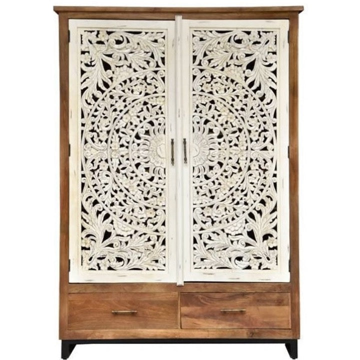 Paul Hand Carved Wooden Shoe Cabinet