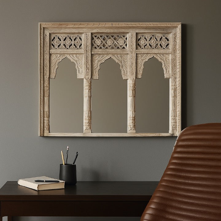 Joyce Carved Wooden Mirror