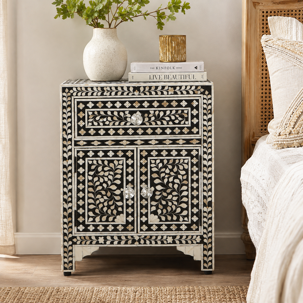 Sasha Mother of pearl Inlay Bedside