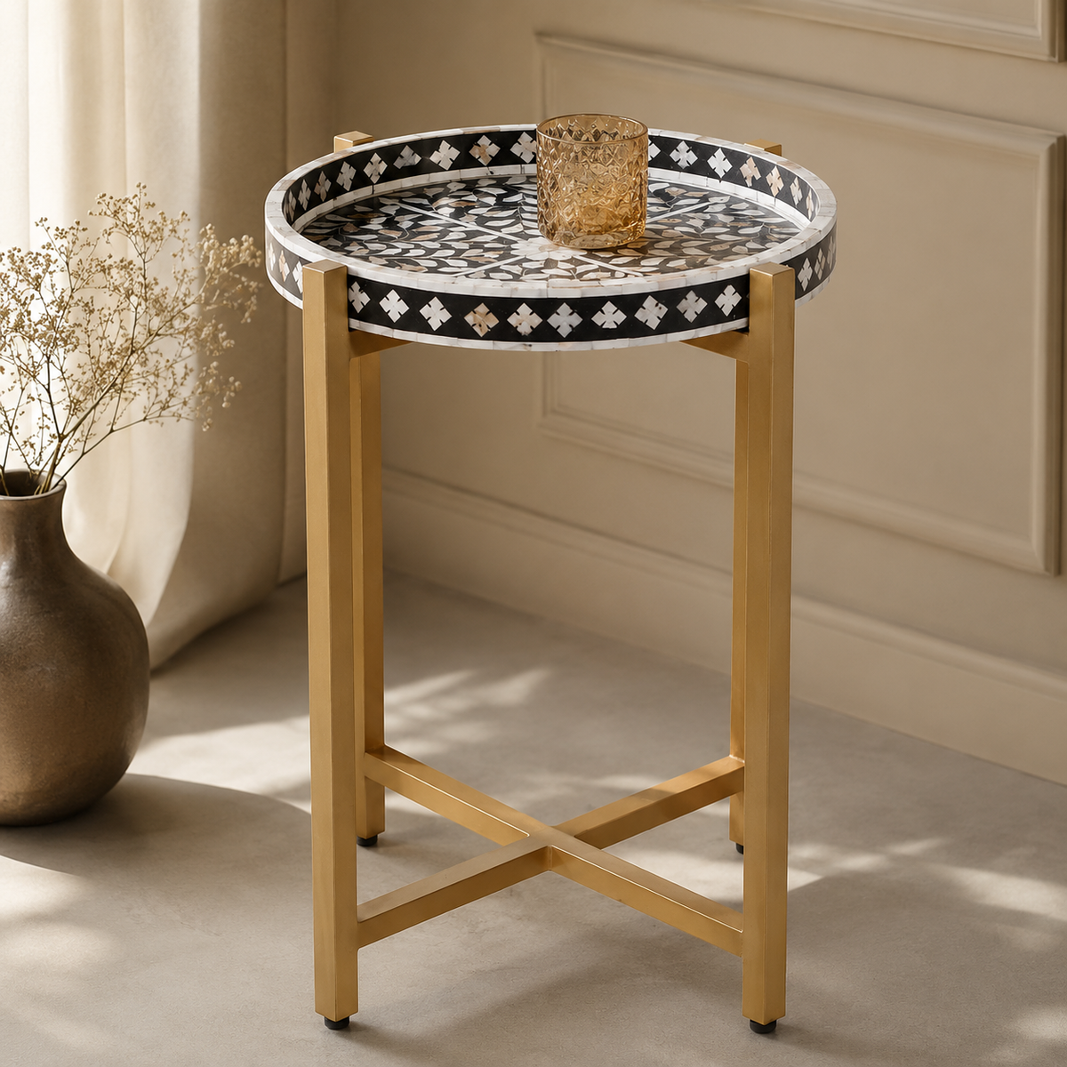 Lavie Mother of Pearl Inlay Side Table