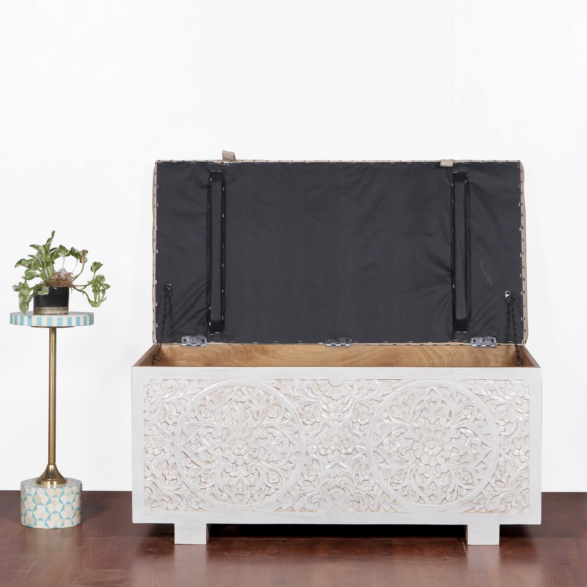 Jaden Wooded Carved Storage Trunk