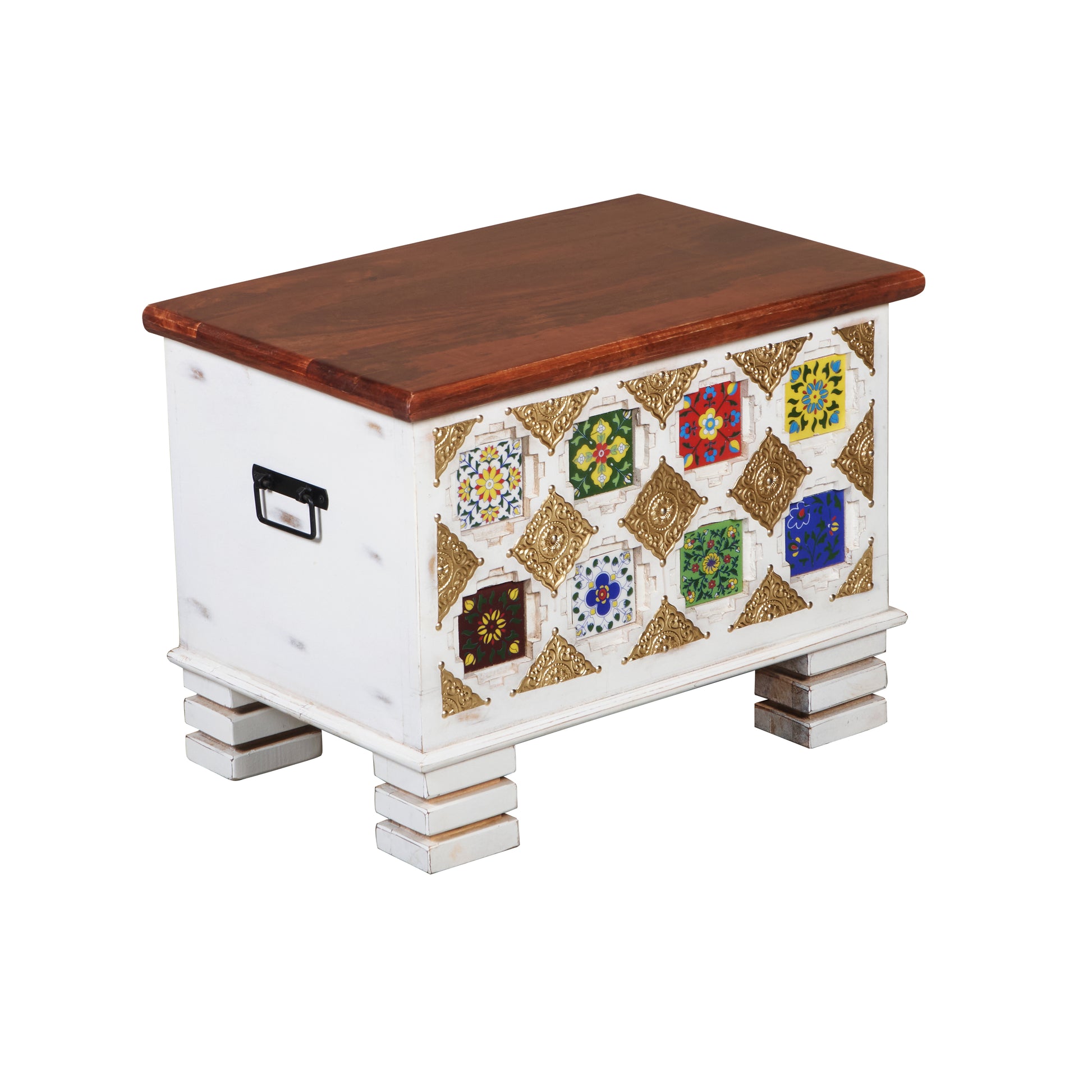 Jason Carved Tile Storage Trunk