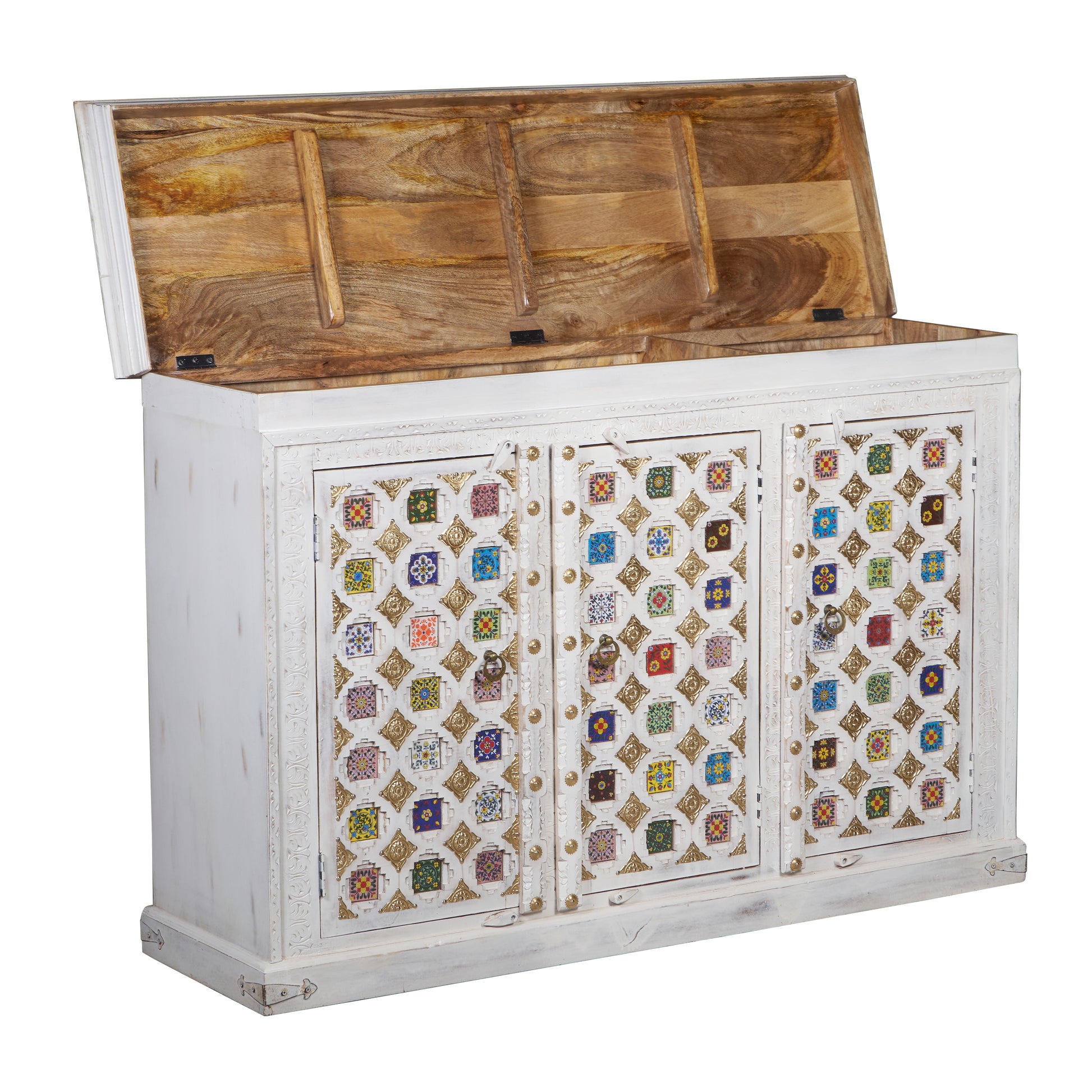 Aslaug Hand Carved Wooden Sideboard
