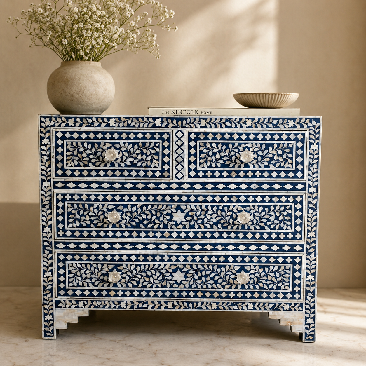 Judith Mother of Pearl Inlay Chest of Drawer