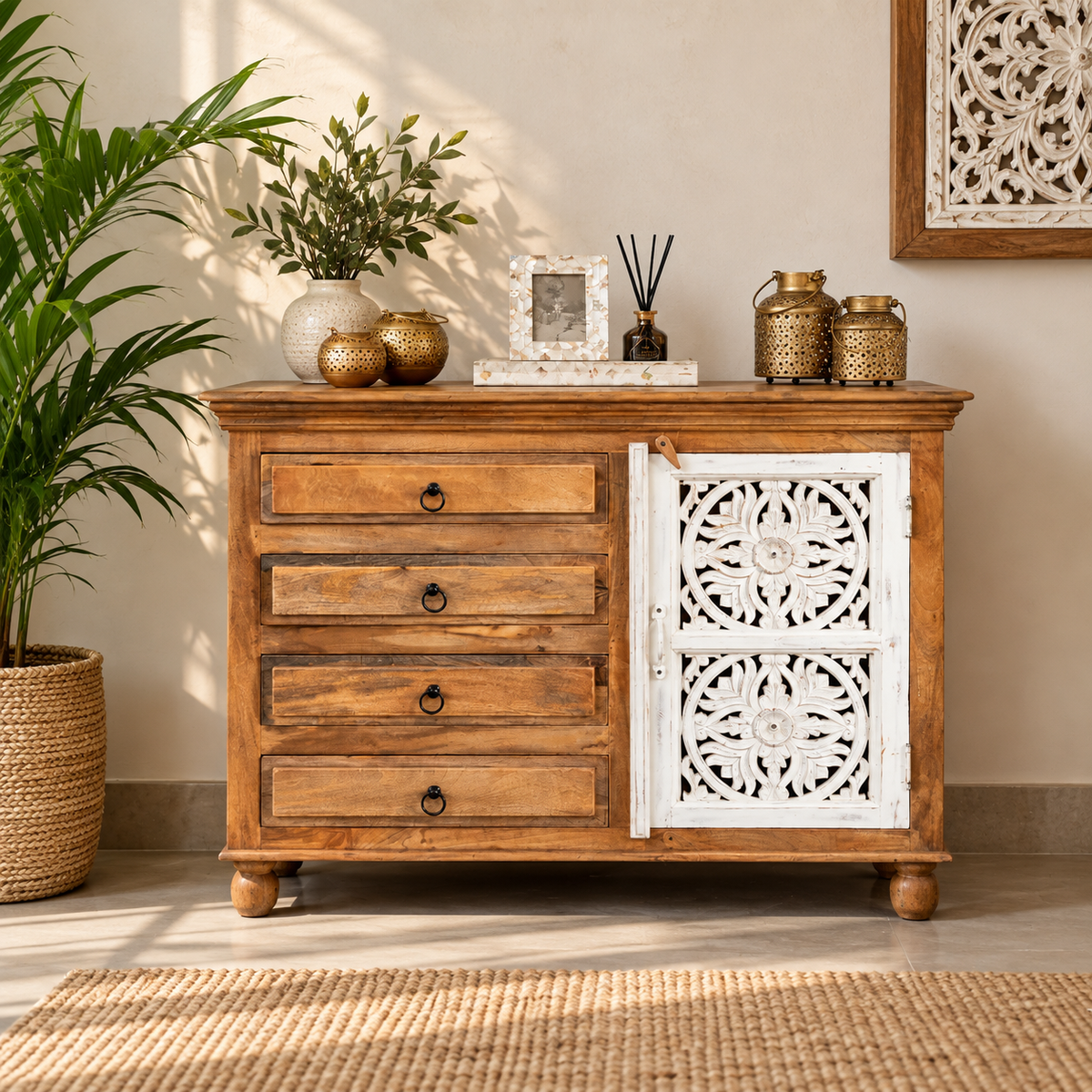 Miraya Carved Wooden Cabinet
