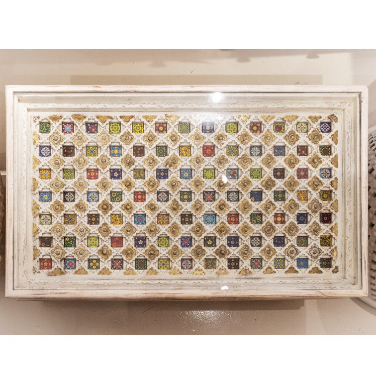 Shiva Carved Tile Coffee Table