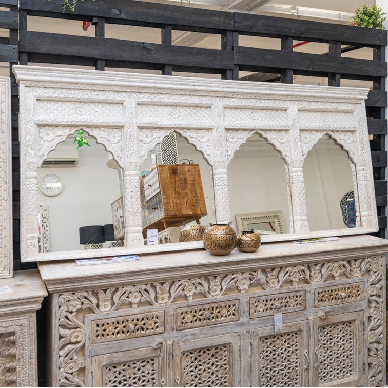 Meera Hand Carved Wooden Mirror