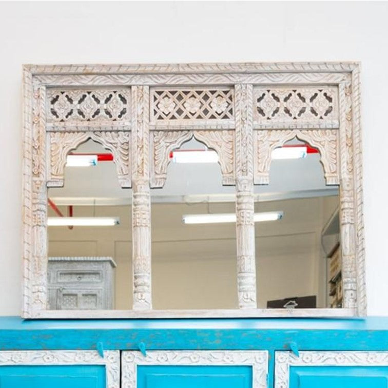 Joyce Carved Wooden Mirror