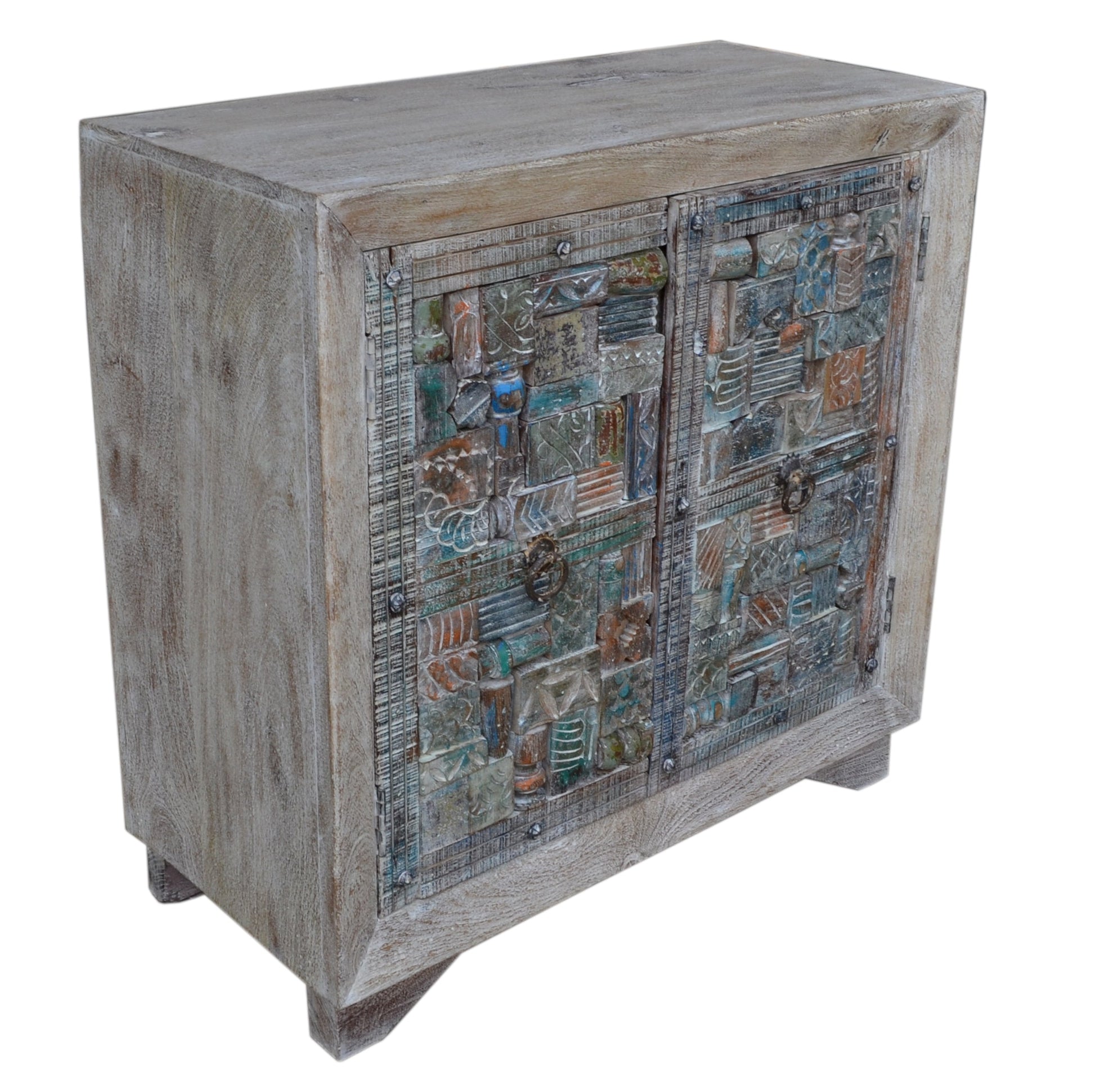 Pitts Hand Carved Wooden Shoe Cabinet