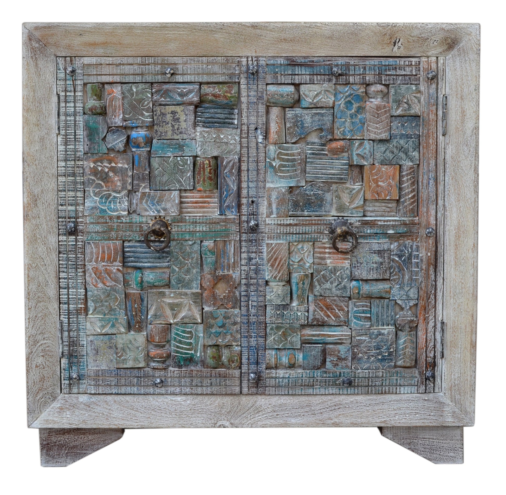 Pitts Hand Carved Wooden Shoe Cabinet